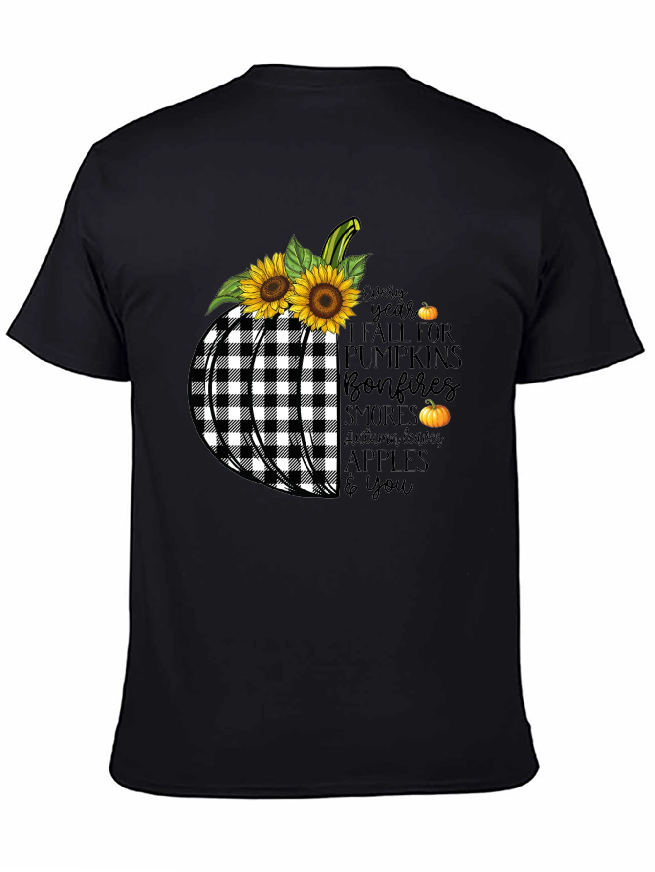 Fall Pumpkin Buffalo Plaid T-Shirt
