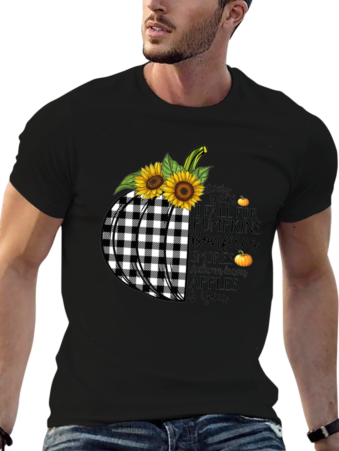Fall Pumpkin Buffalo Plaid T-Shirt