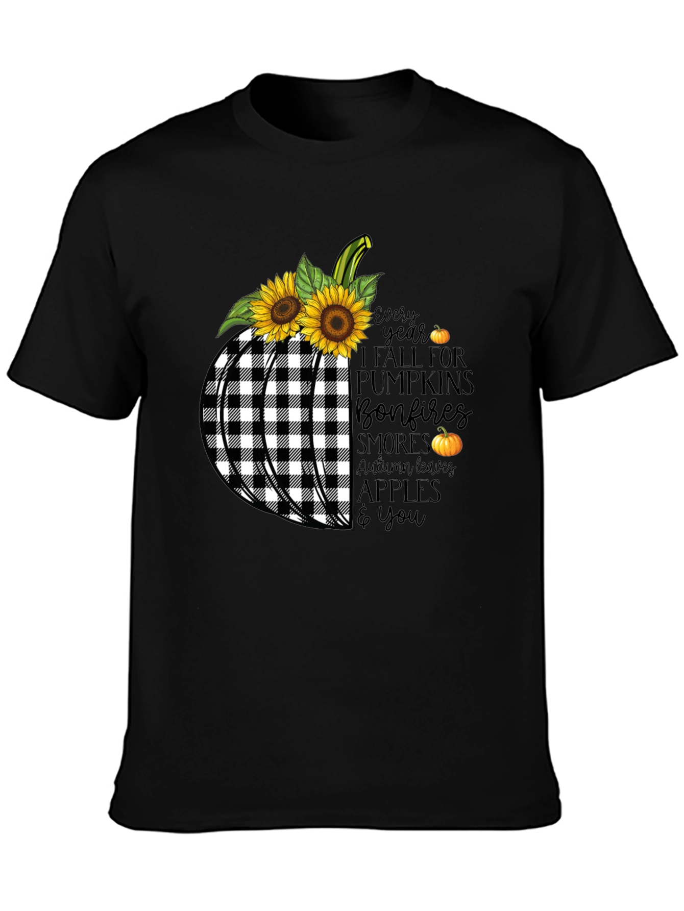 Fall Pumpkin Buffalo Plaid T-Shirt