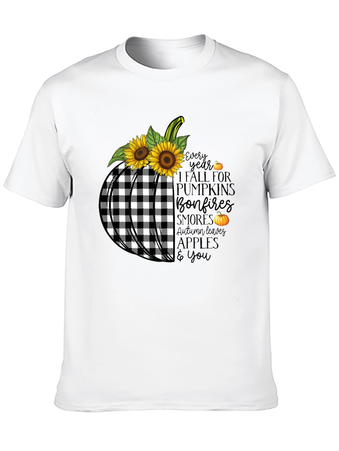 Fall Pumpkin Buffalo Plaid T-Shirt