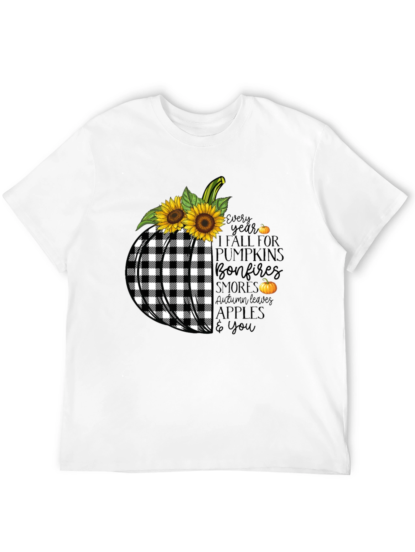 Fall Pumpkin Buffalo Plaid T-Shirt