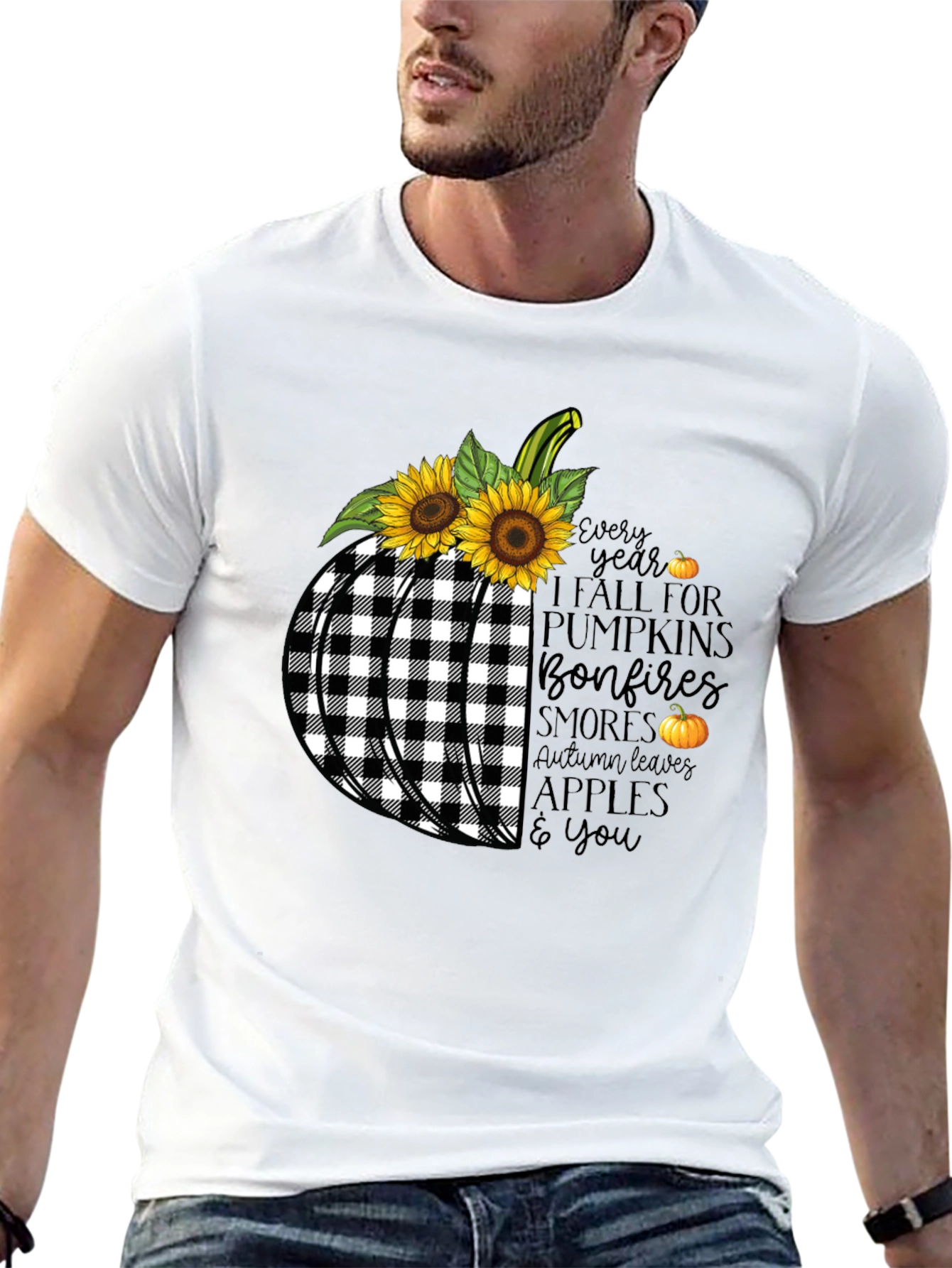 Fall Pumpkin Buffalo Plaid T-Shirt