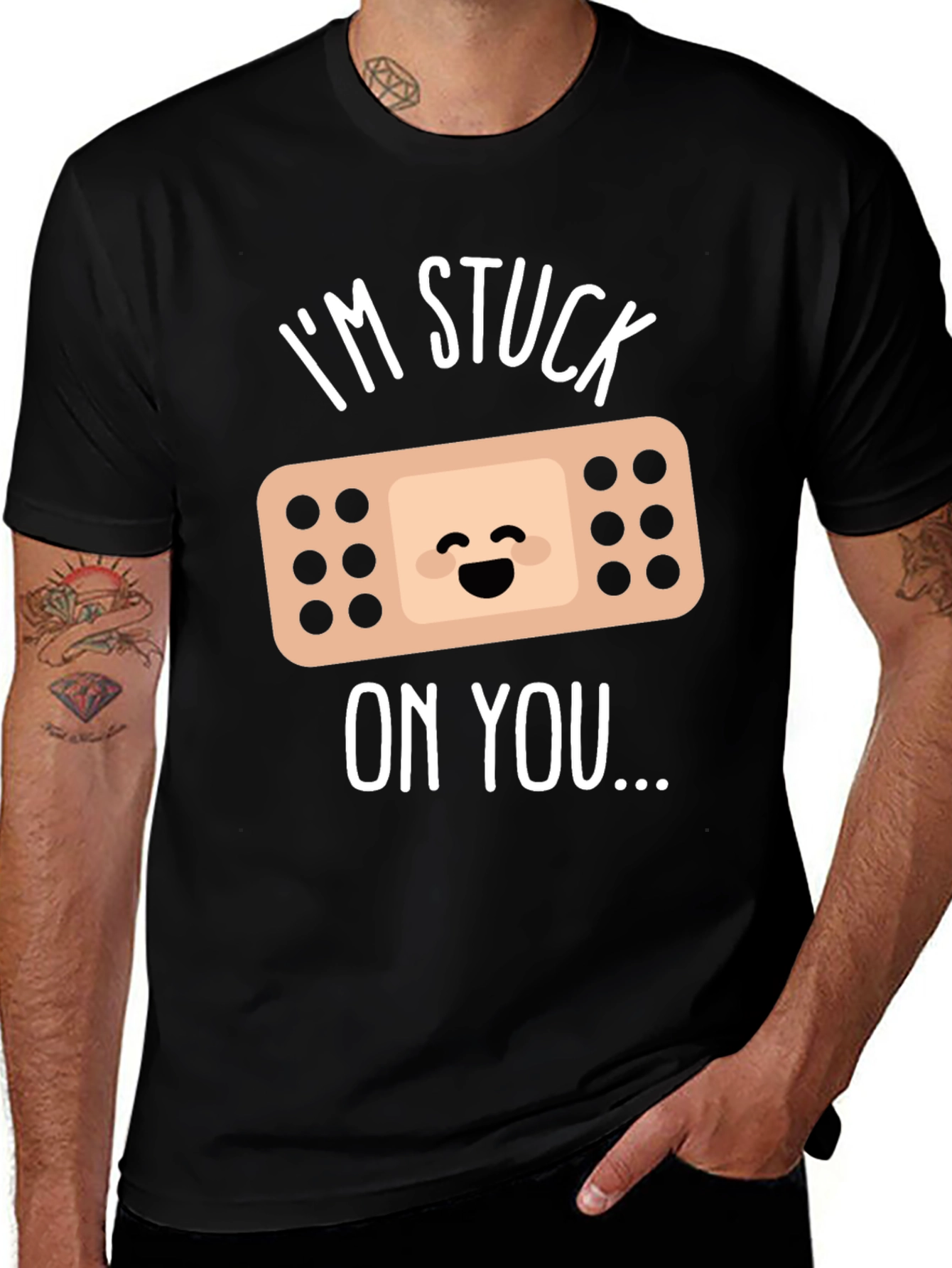 Stuck On You Bandage Graphic Tee - Black