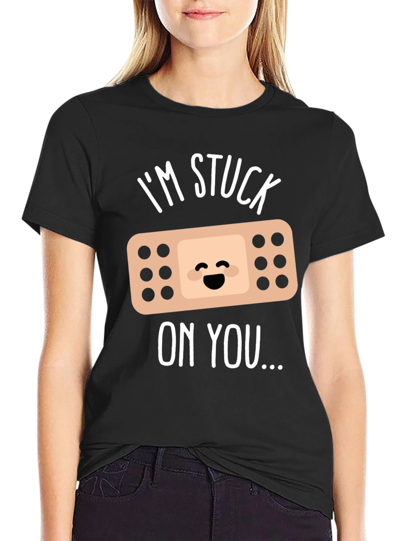 Stuck On You Bandage Graphic Tee - Black