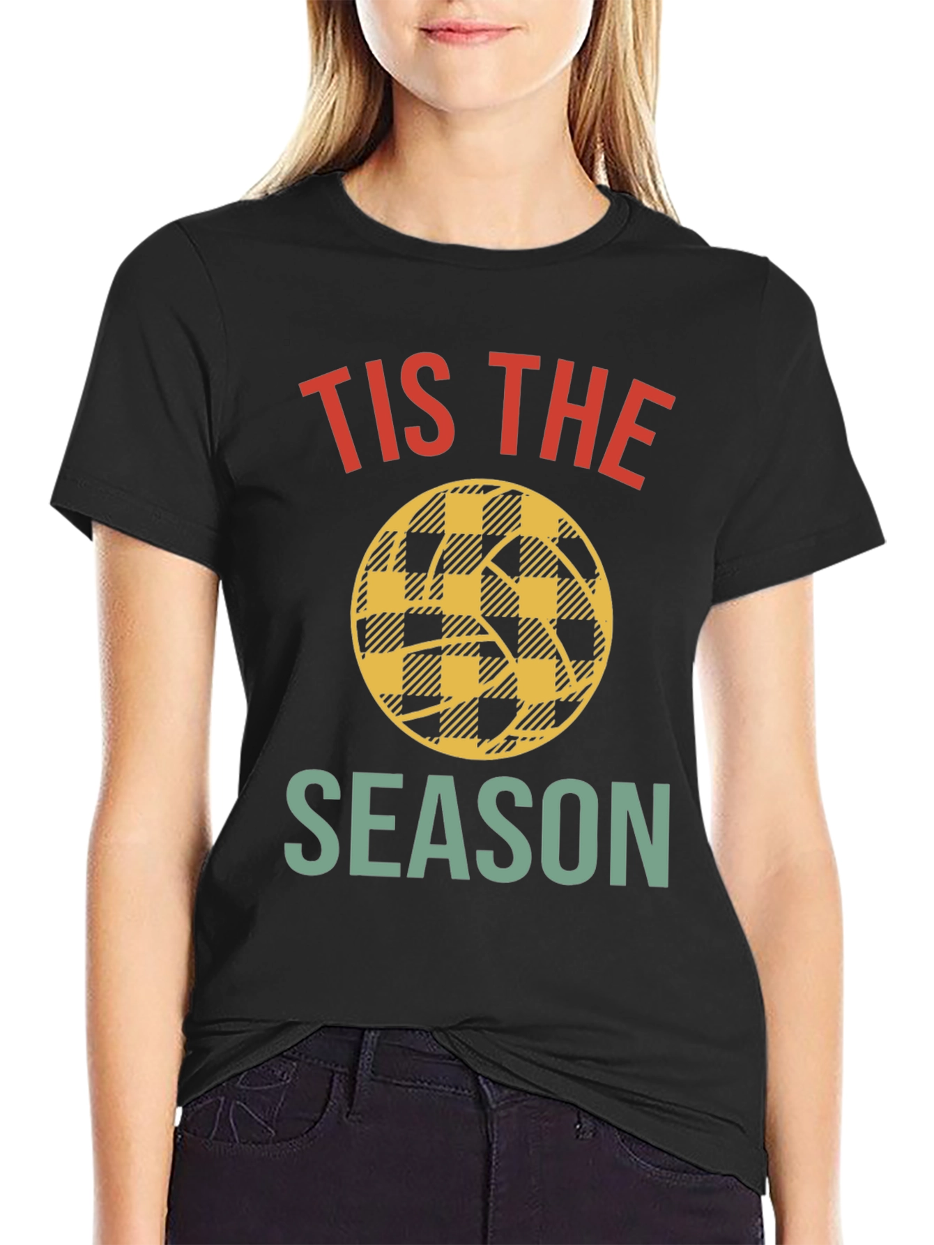 Tis The Season Basketball Plaid Tee