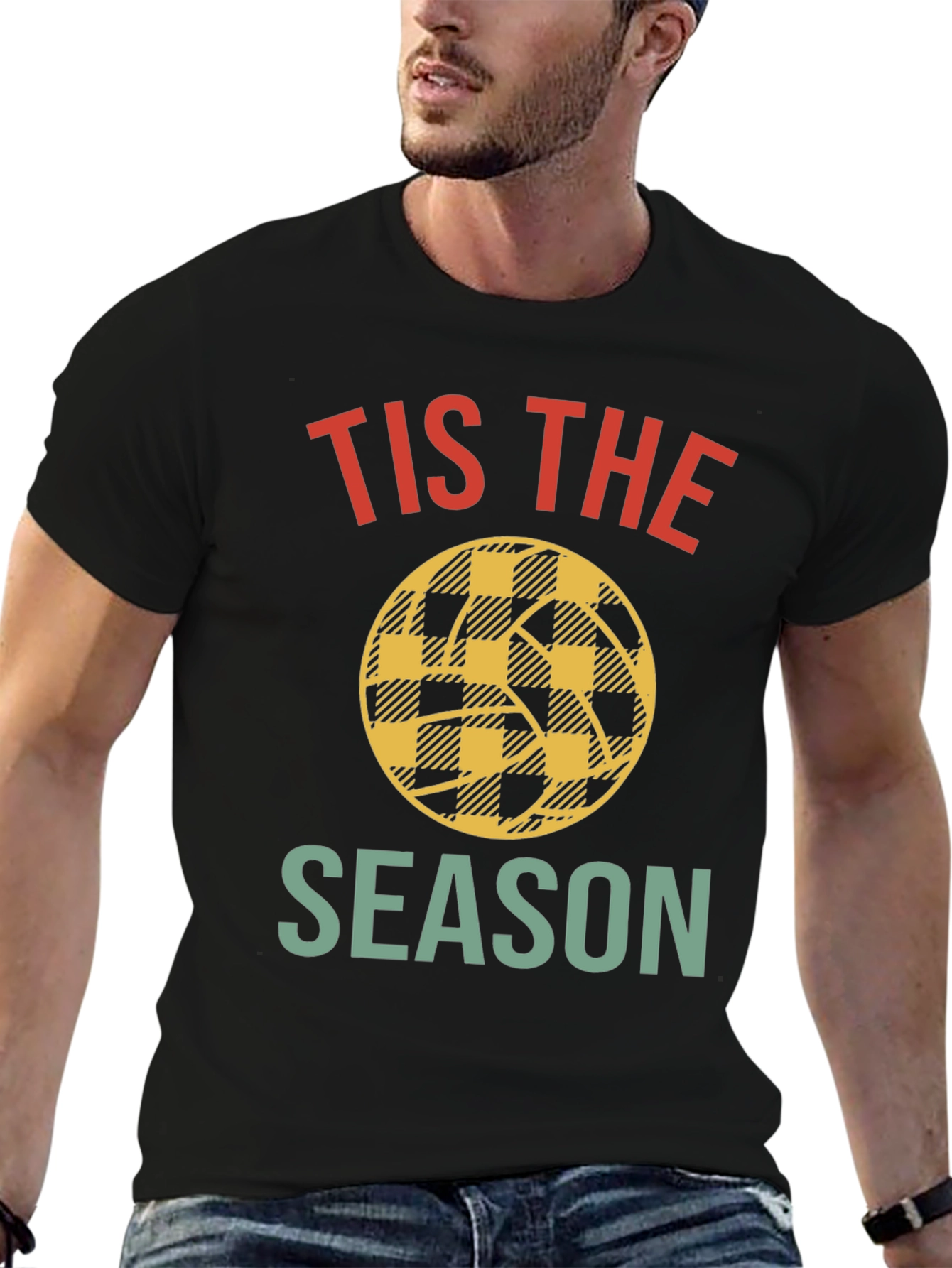 Tis The Season Basketball Plaid Tee