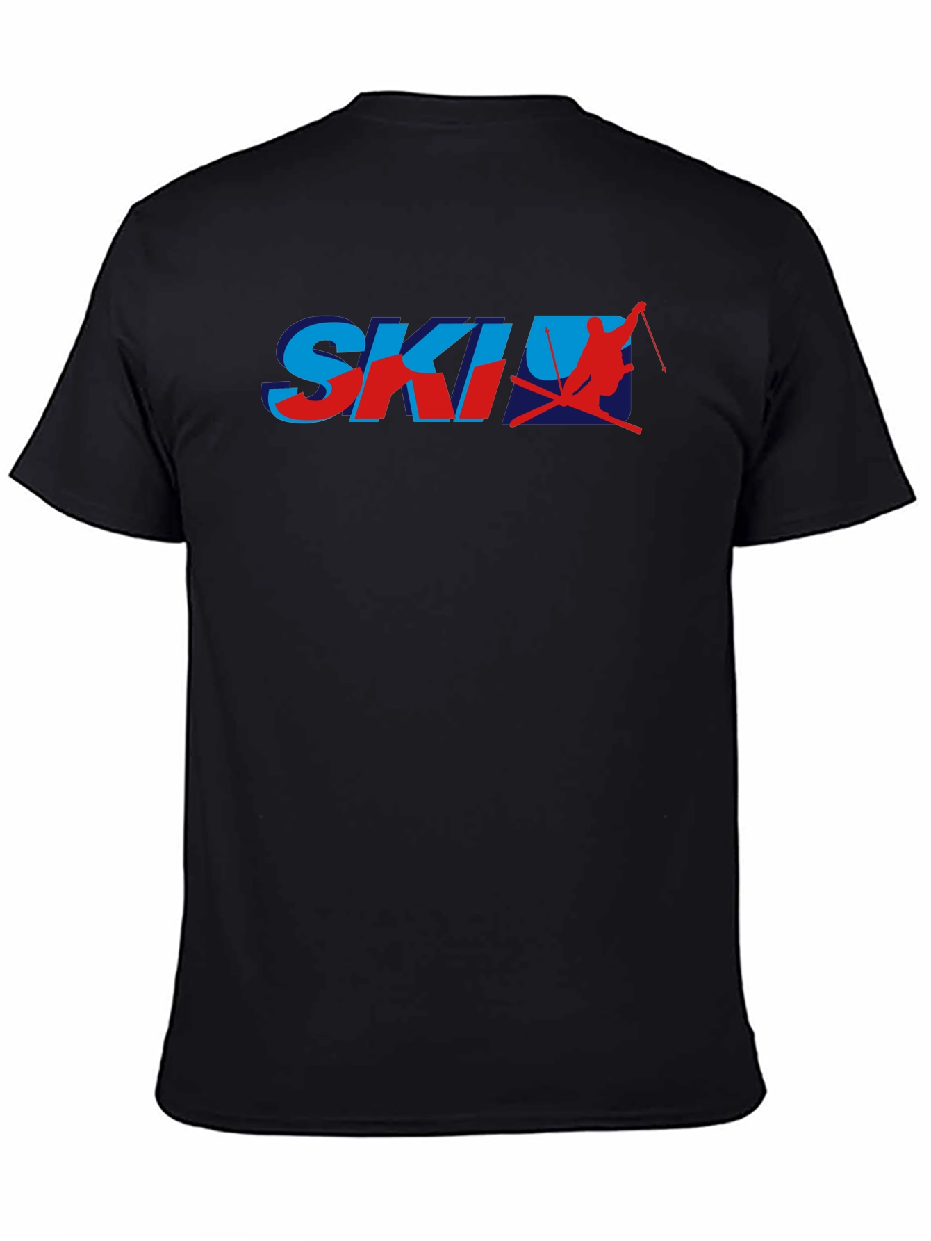 Retro Ski Graphic T-Shirt - Blue and Red Print