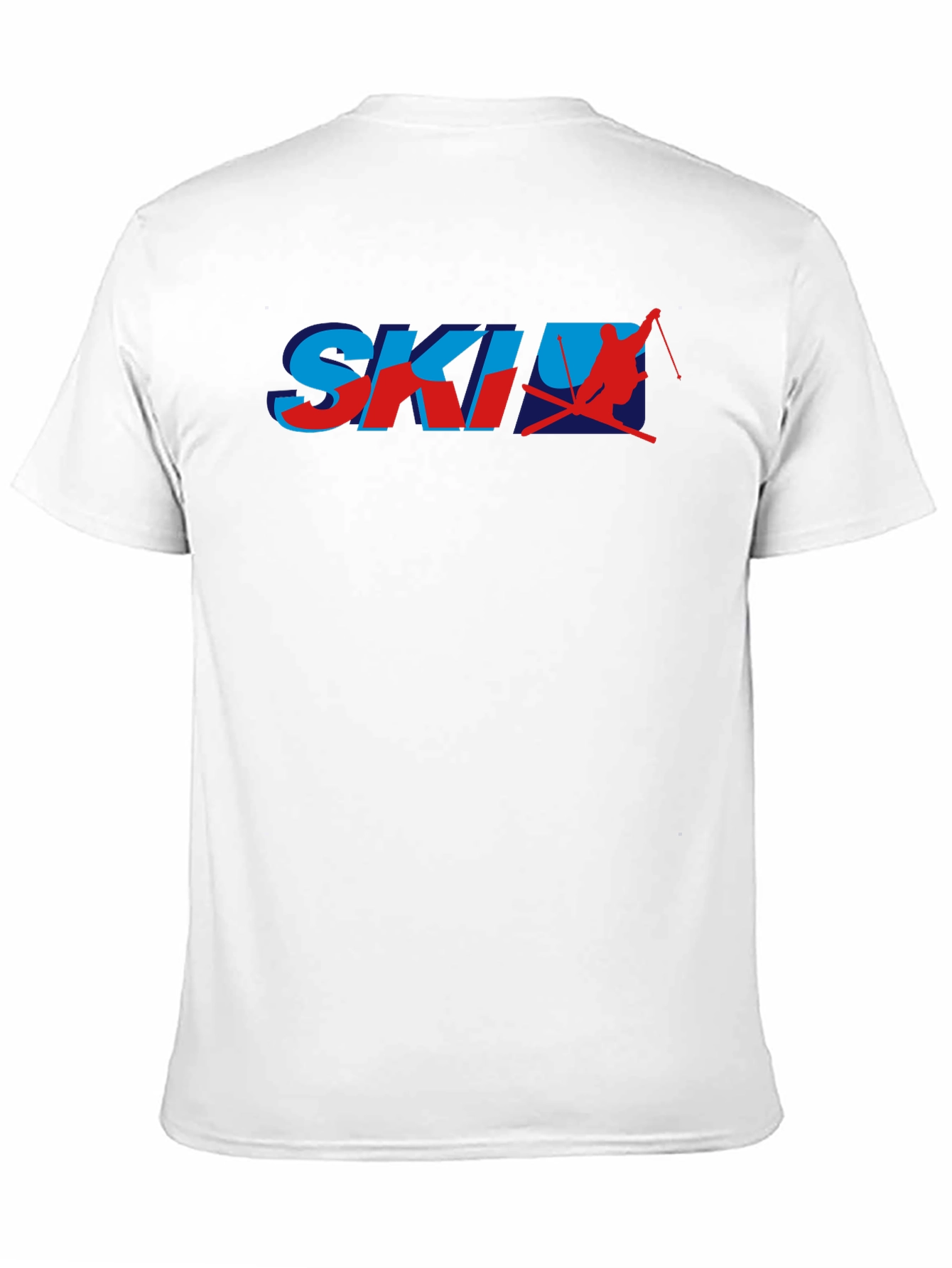 Retro Ski Graphic T-Shirt - Blue and Red Print