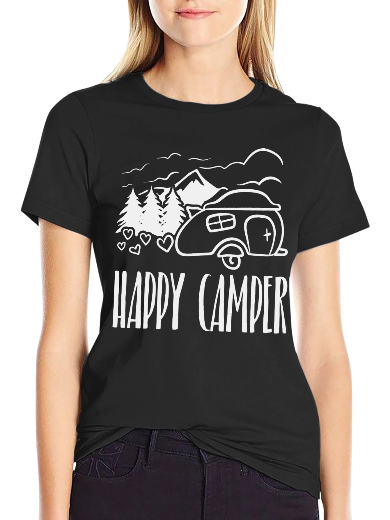 Happy Camper Graphic Tee - Black Camping Shirt