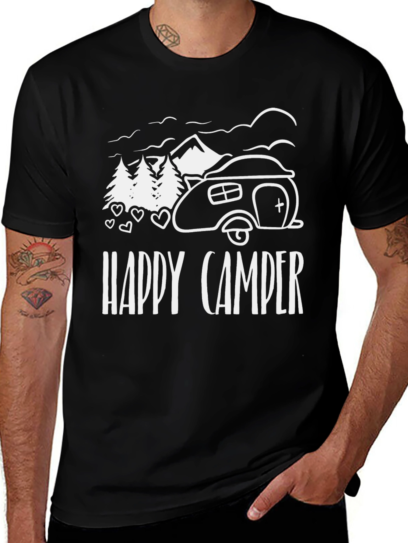 Happy Camper Graphic Tee - Black Camping Shirt