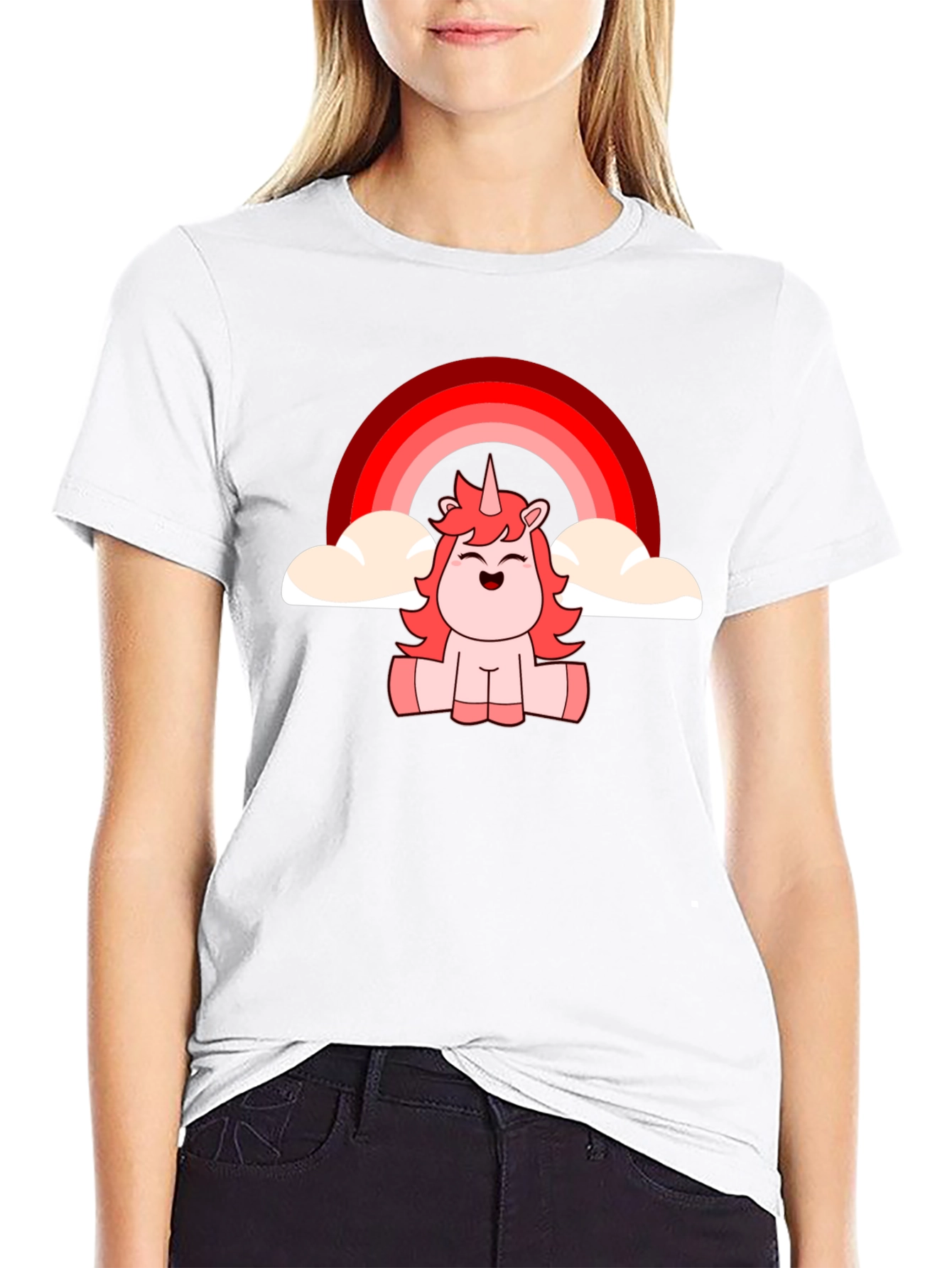 Unicorn Rainbow Graphic T-Shirt - Black
