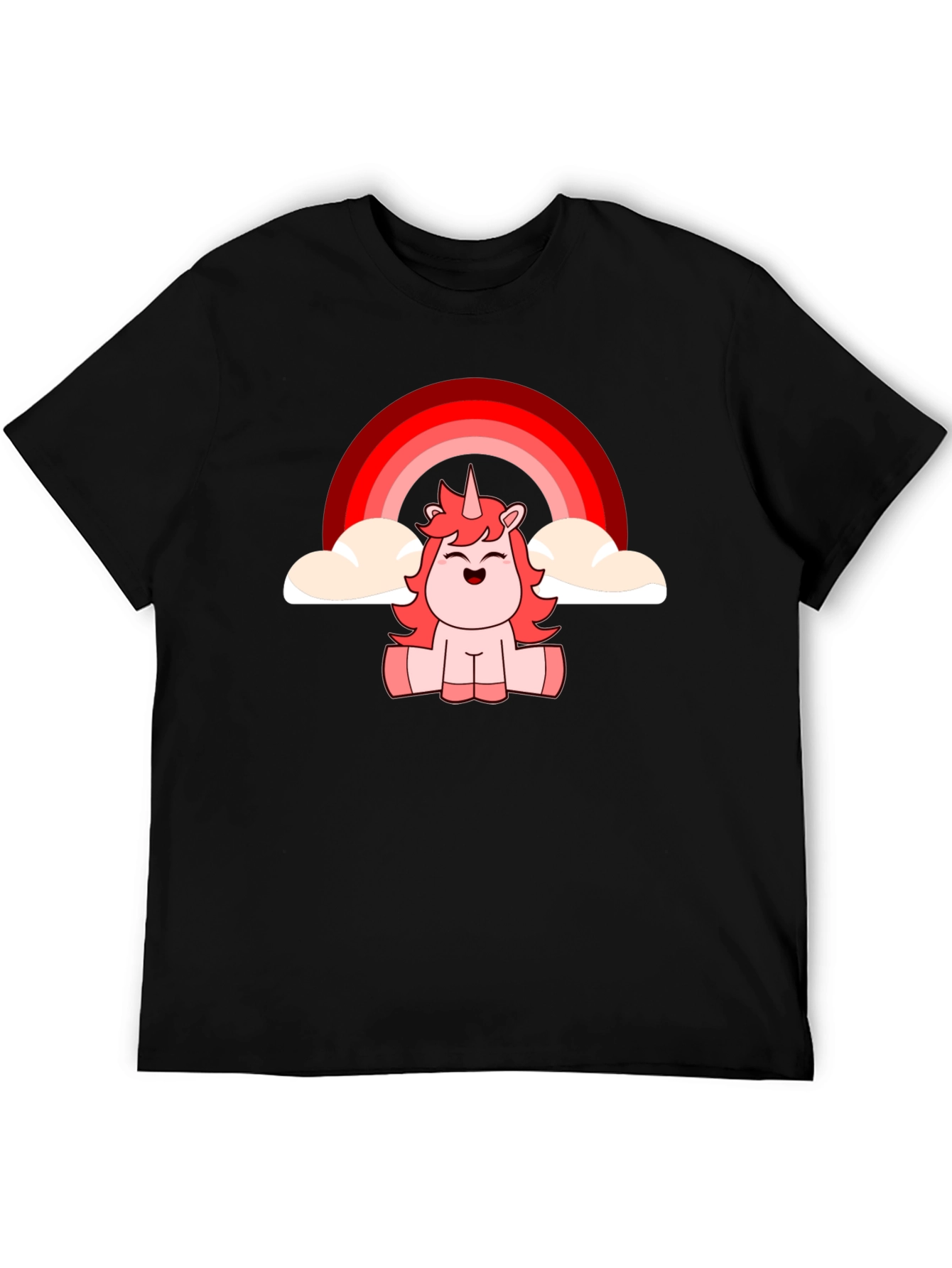 Unicorn Rainbow Graphic T-Shirt - Black