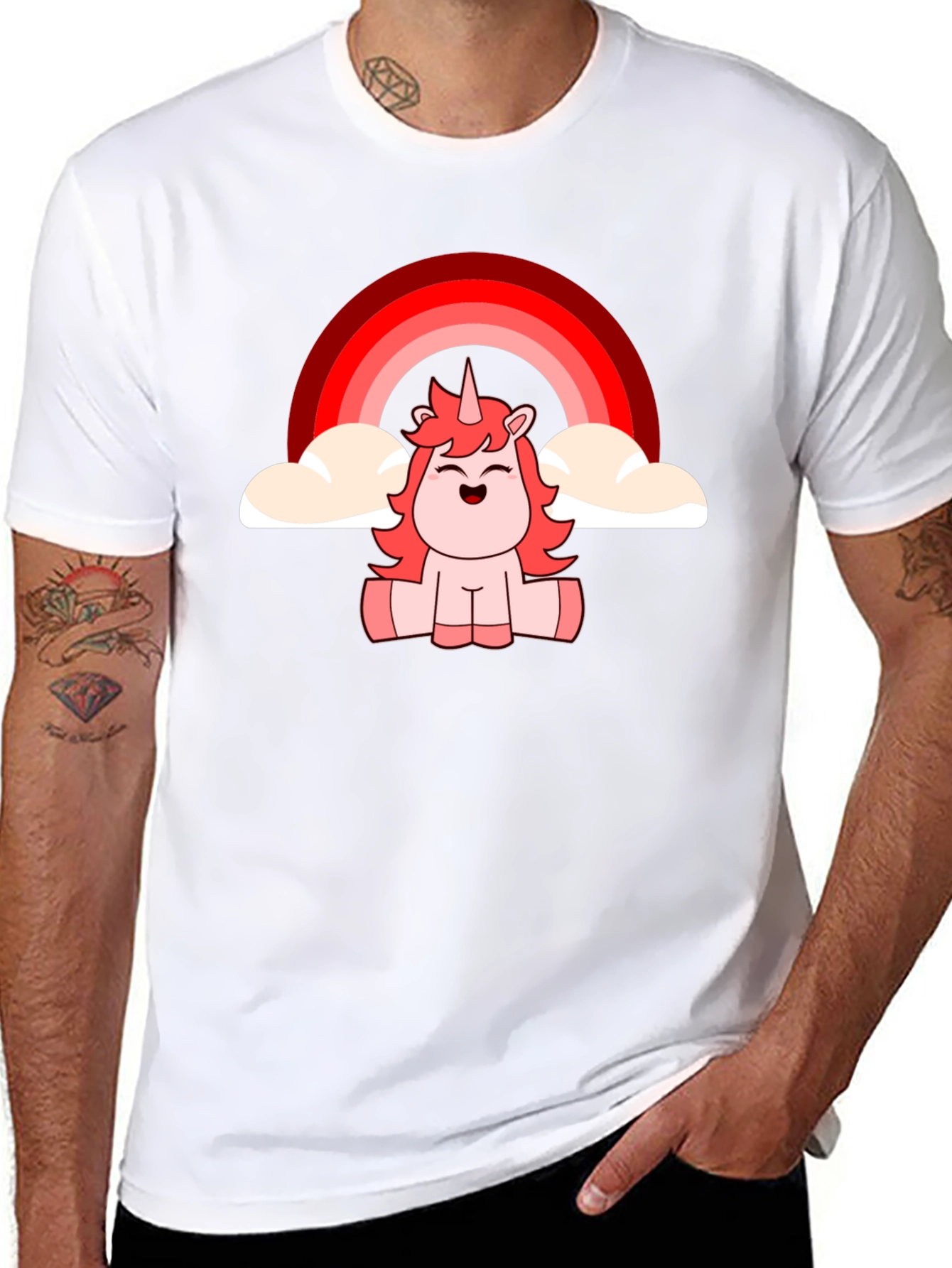 Unicorn Rainbow Graphic T-Shirt - Black