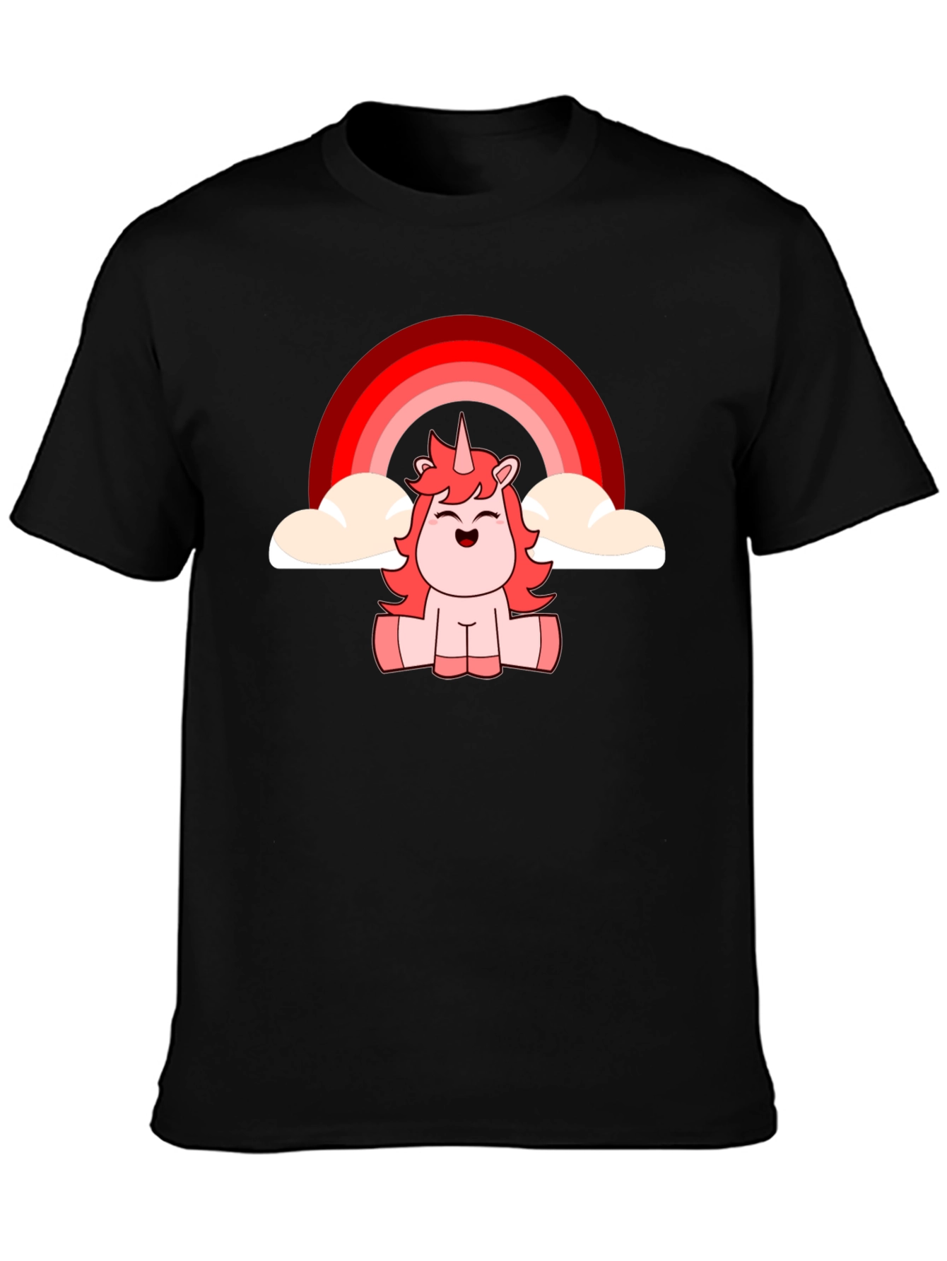 Unicorn Rainbow Graphic T-Shirt - Black