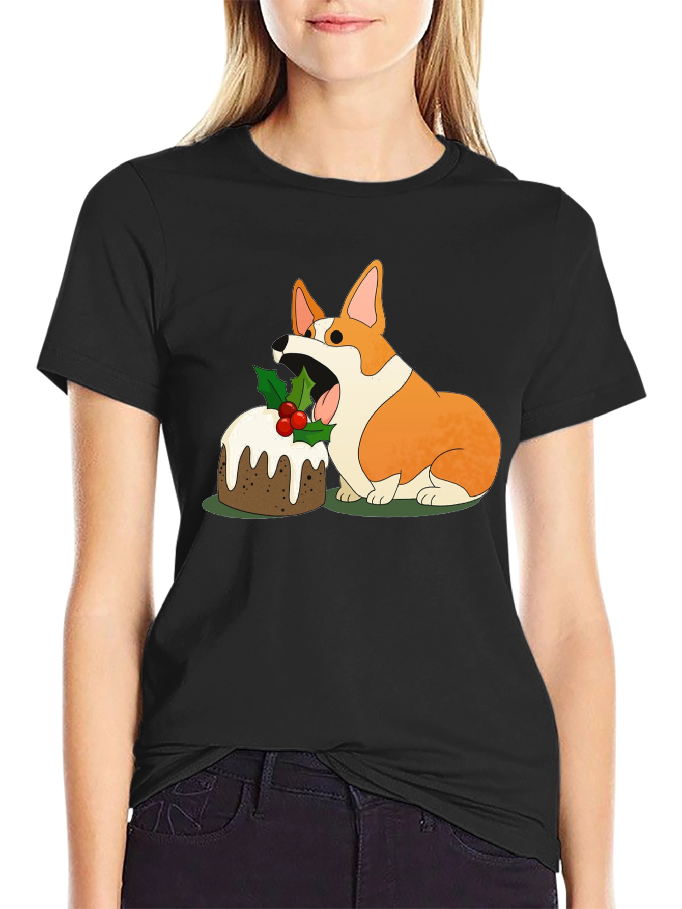 Corgi Christmas Pudding Graphic Tee