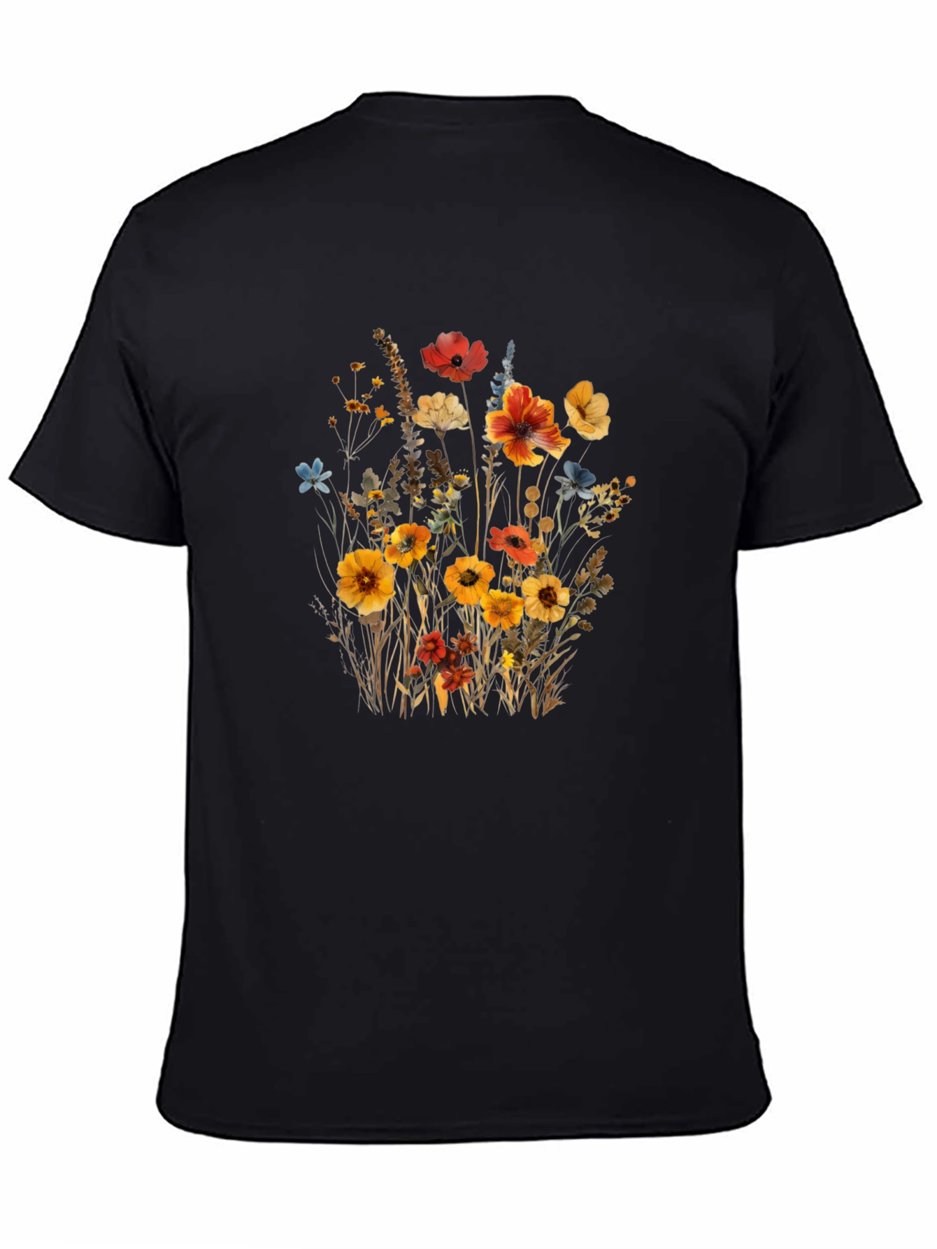 Floral Print Black T-Shirt - Nature Inspired Style