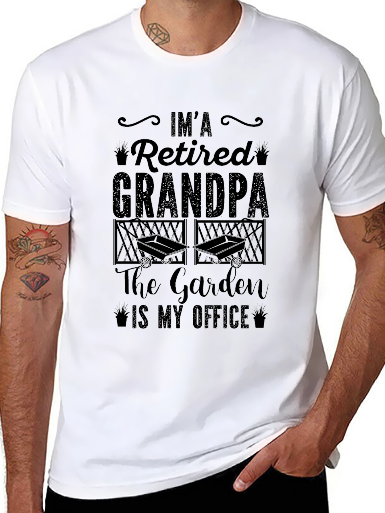Retired Grandpa Garden Office Black T-Shirt