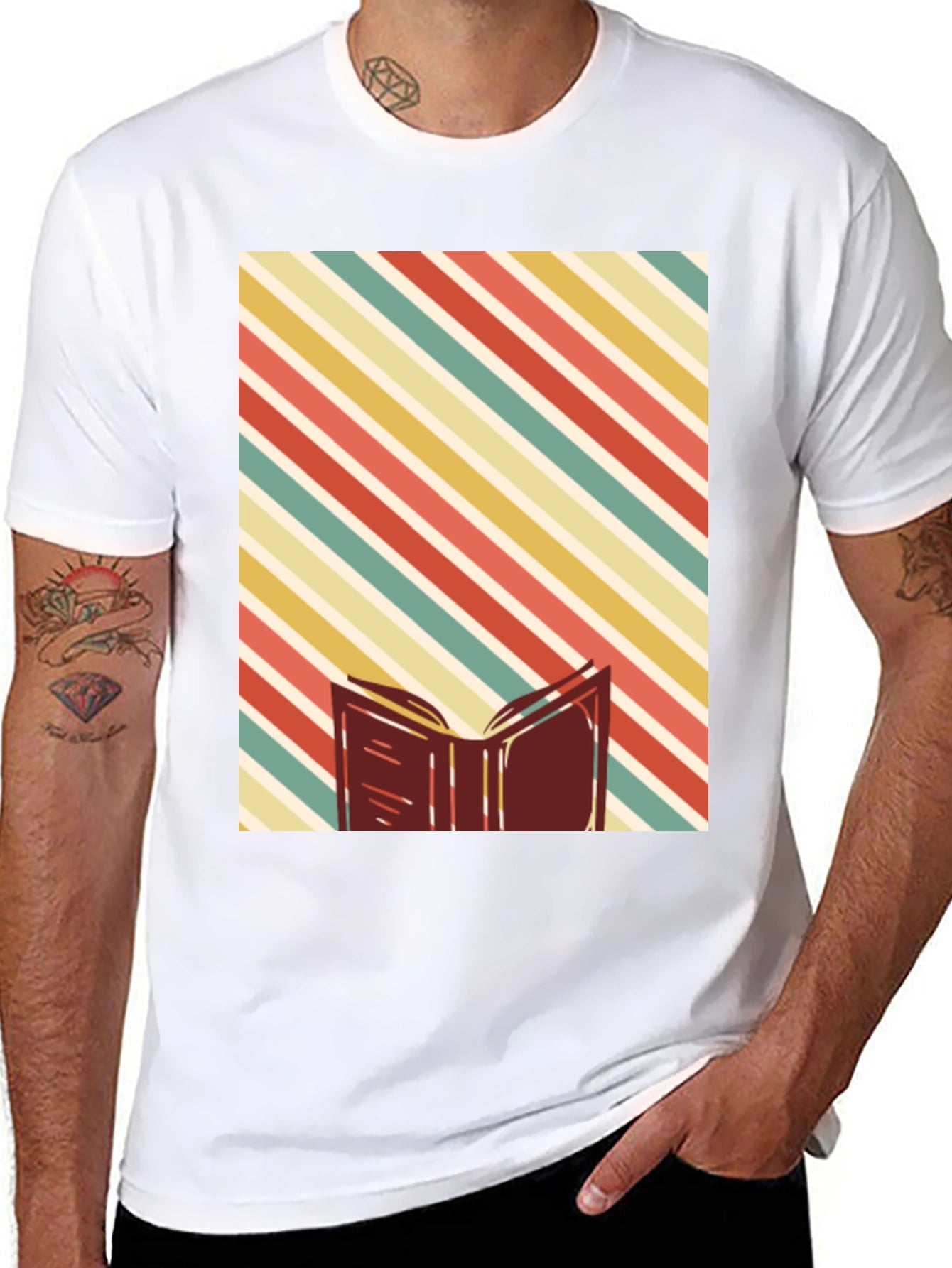 Retro Striped Book T-Shirt - Readers Delight