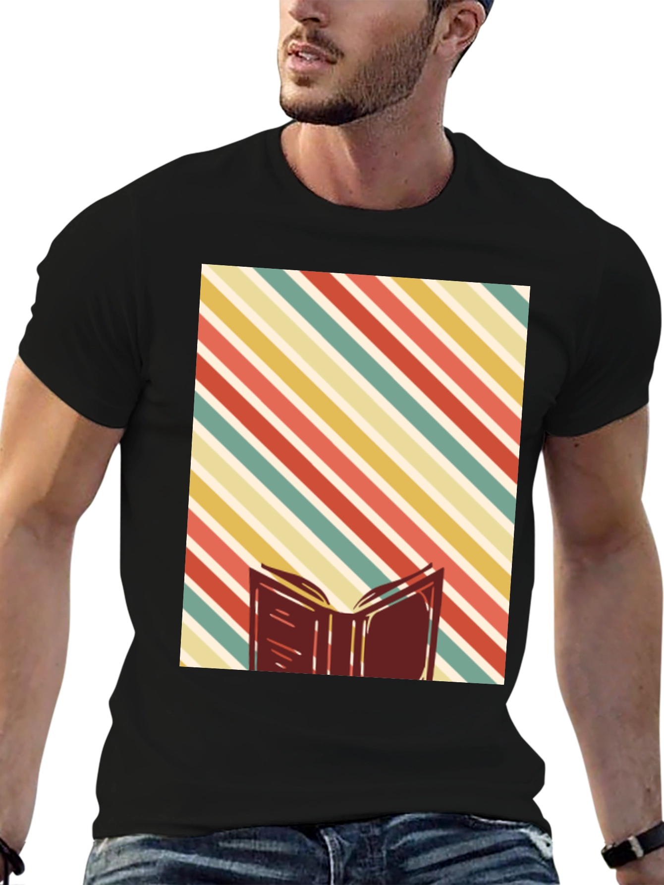 Retro Striped Book T-Shirt - Readers Delight