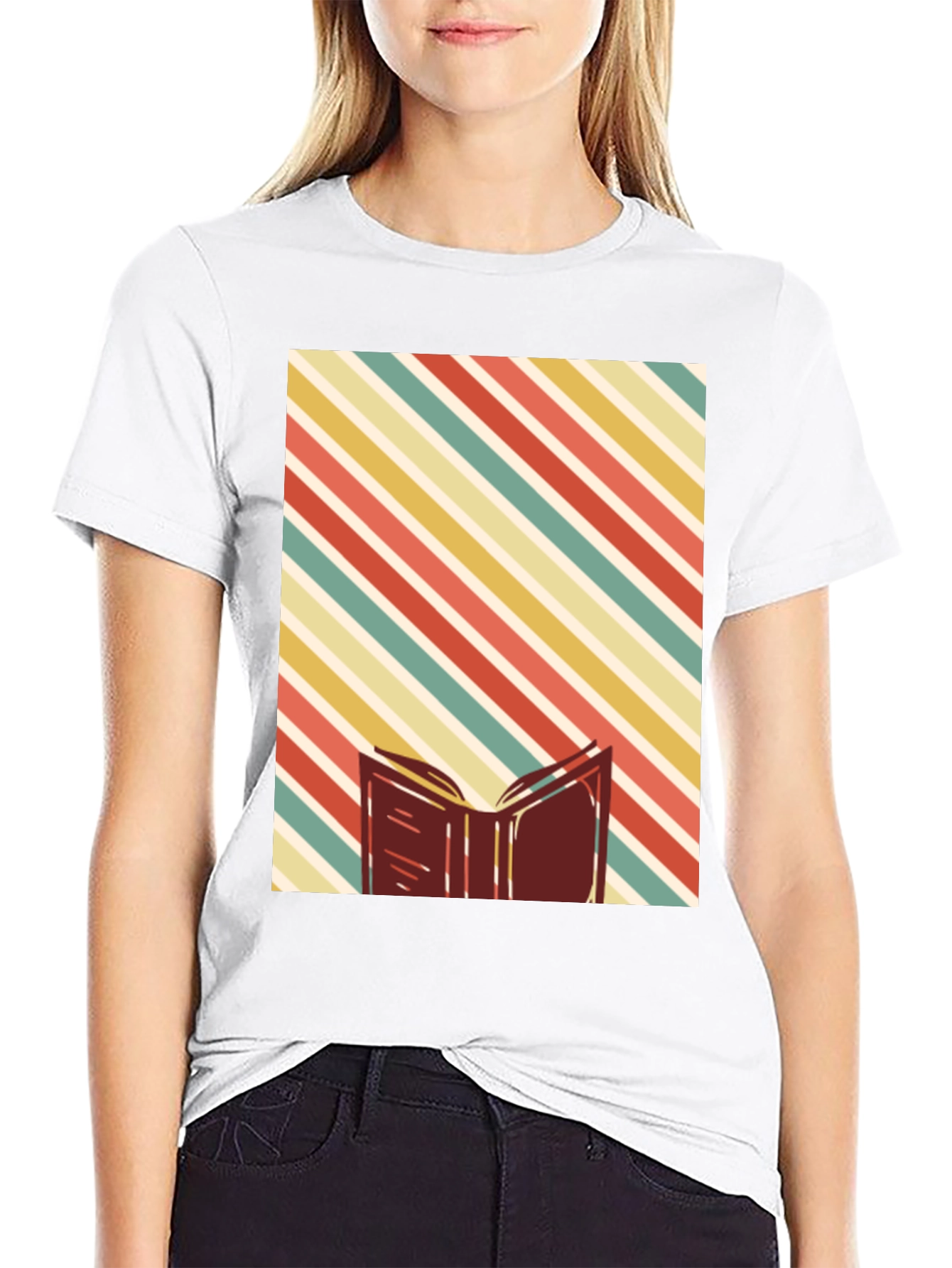 Retro Striped Book T-Shirt - Readers Delight