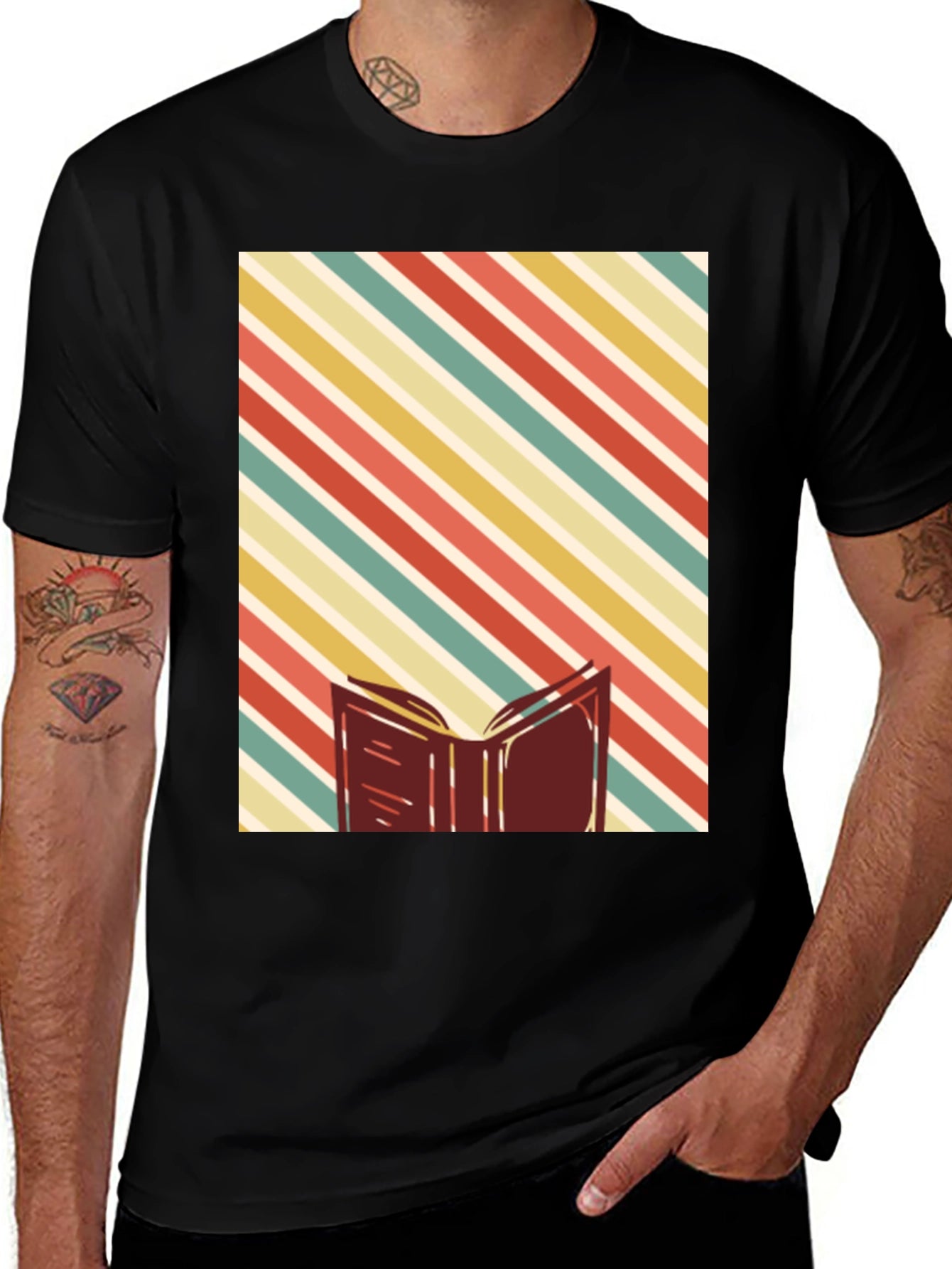 Retro Striped Book T-Shirt - Readers Delight