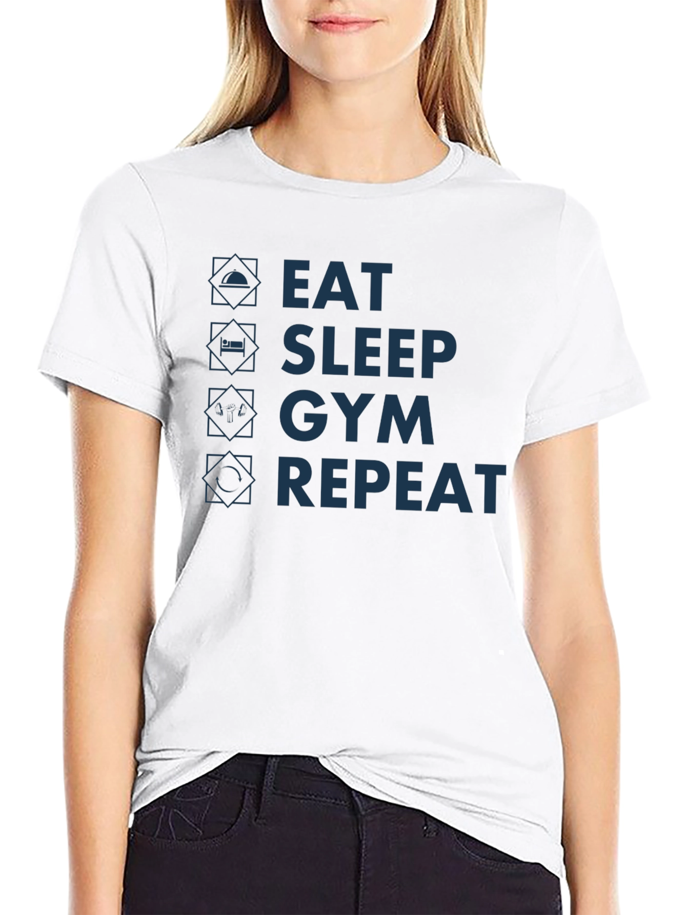 Eat Sleep Gym Repeat T-Shirt - Fitness Motivation
