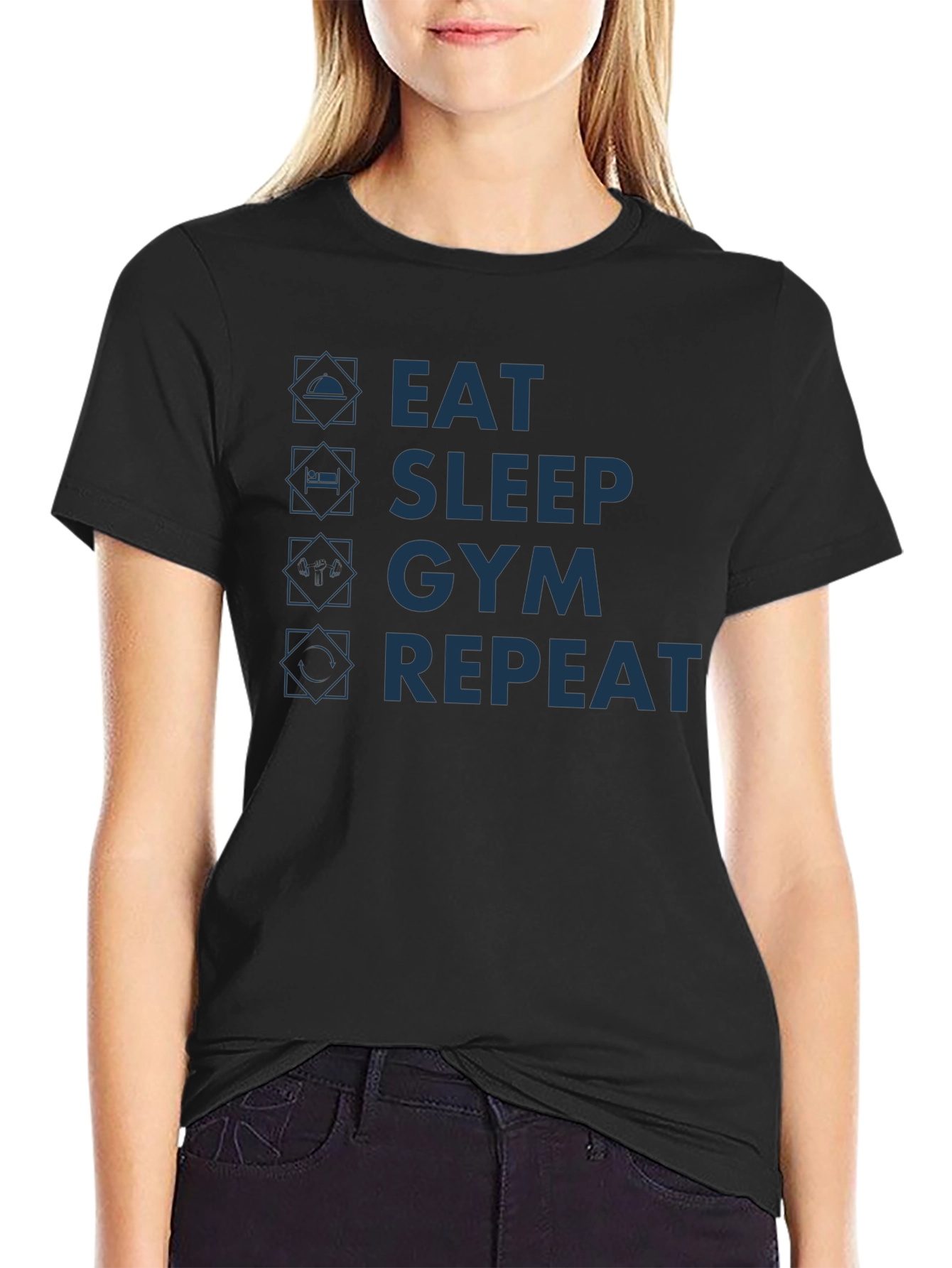 Eat Sleep Gym Repeat T-Shirt - Fitness Motivation