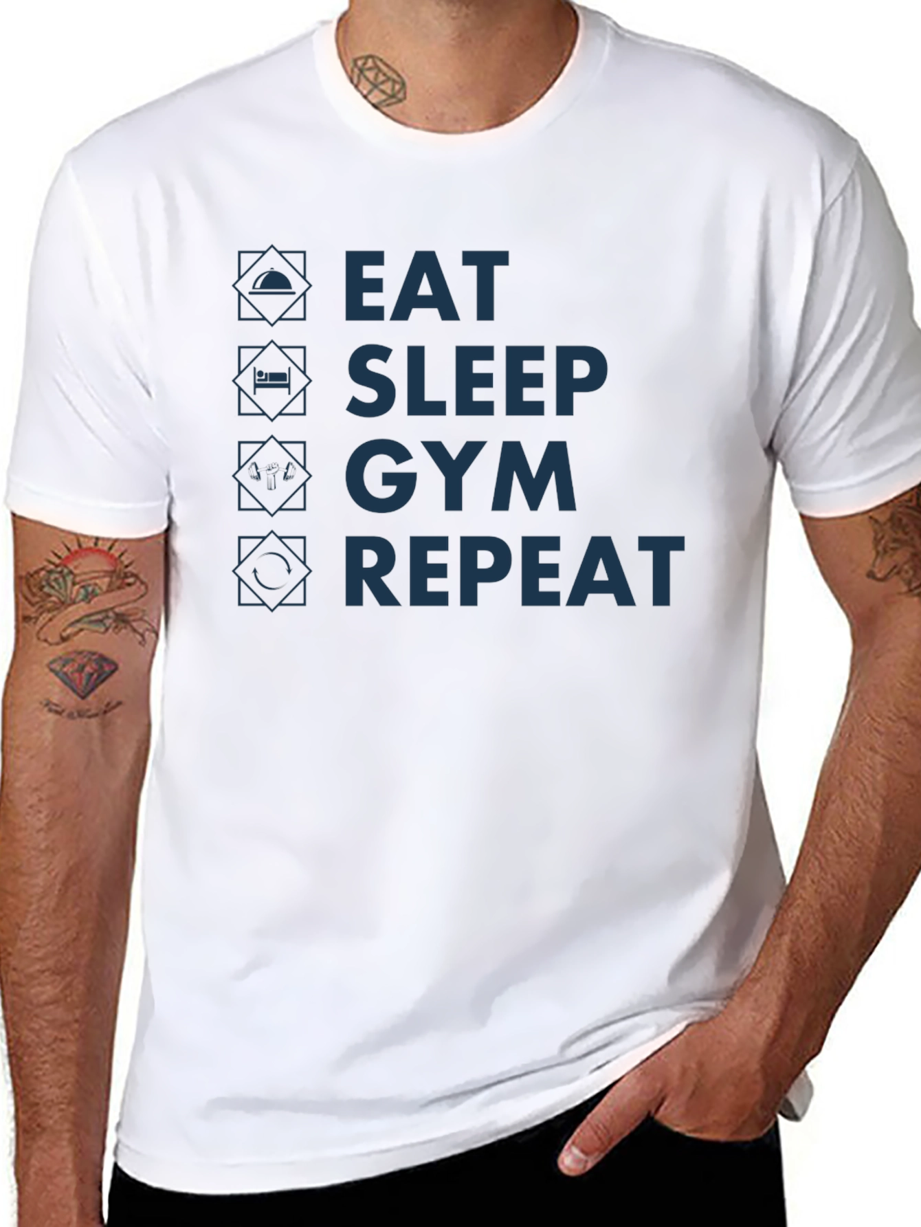 Eat Sleep Gym Repeat T-Shirt - Fitness Motivation