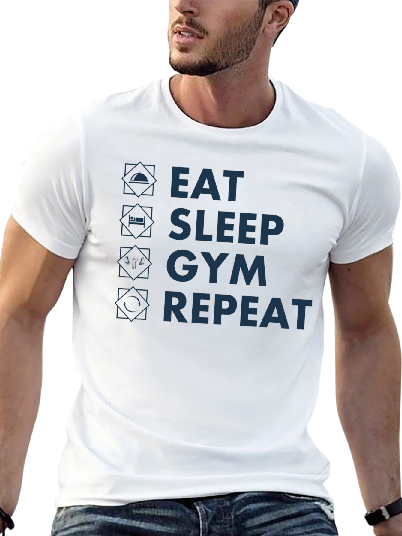 Eat Sleep Gym Repeat T-Shirt - Fitness Motivation