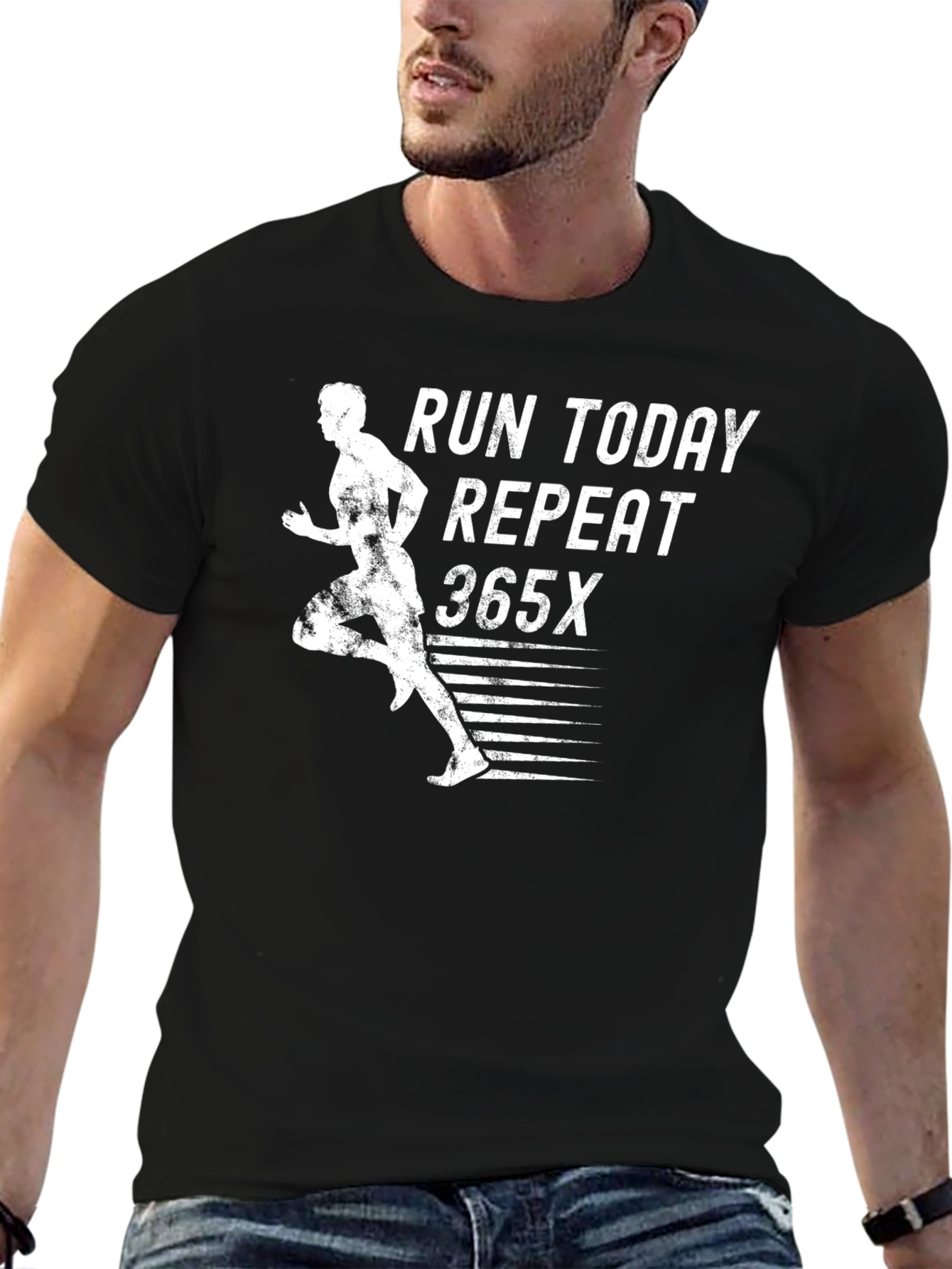 Run Today Repeat 365x Black Graphic Tee