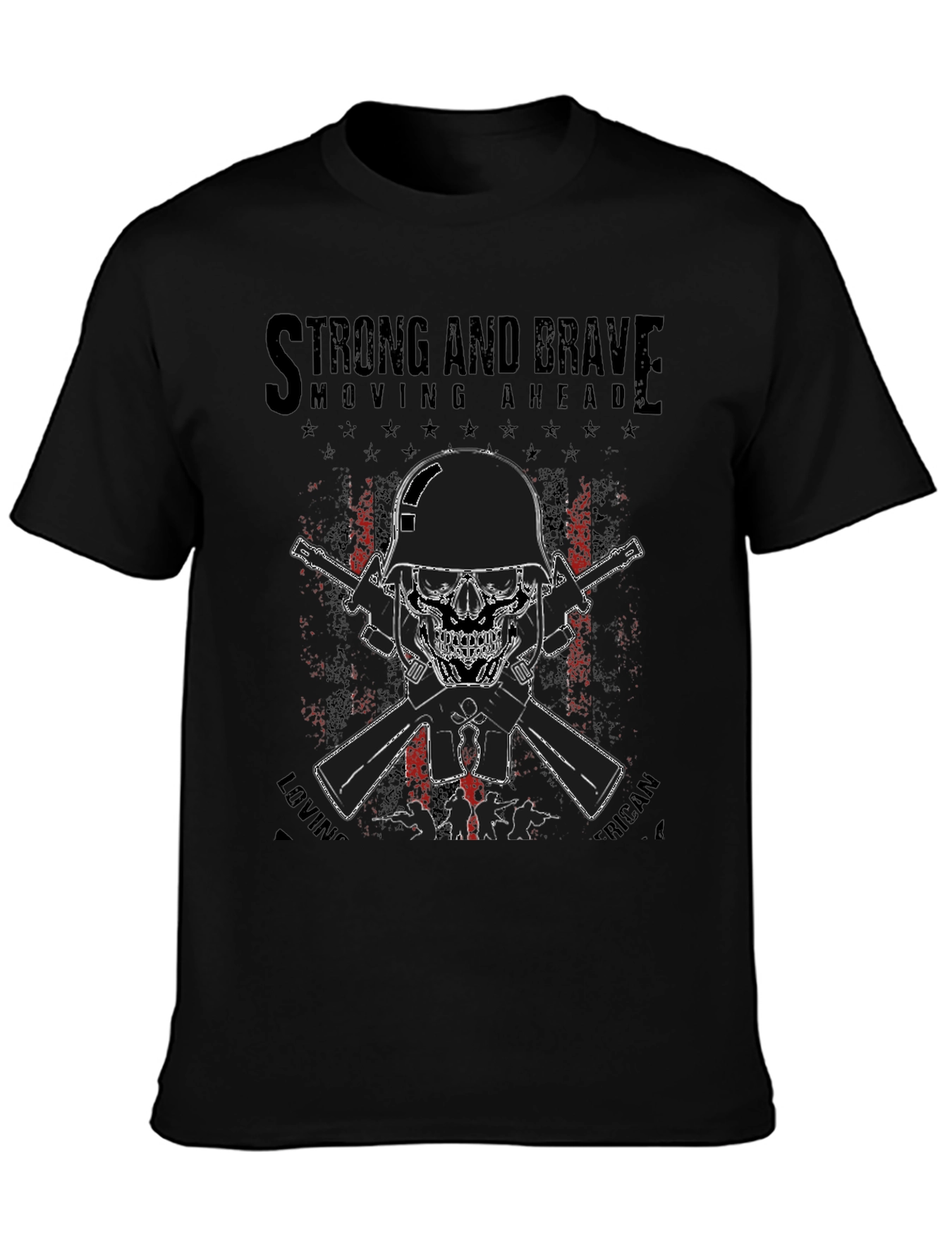 Strong & Brave Patriotic Skull T-Shirt