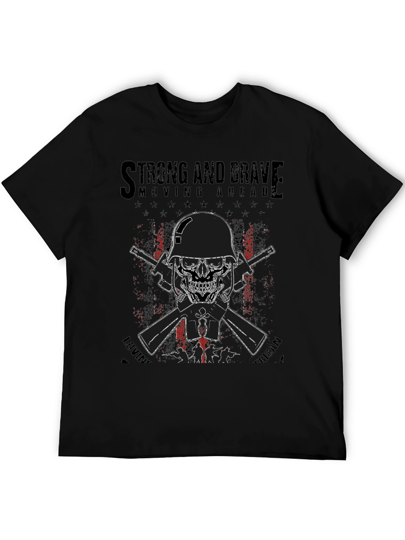 Strong & Brave Patriotic Skull T-Shirt