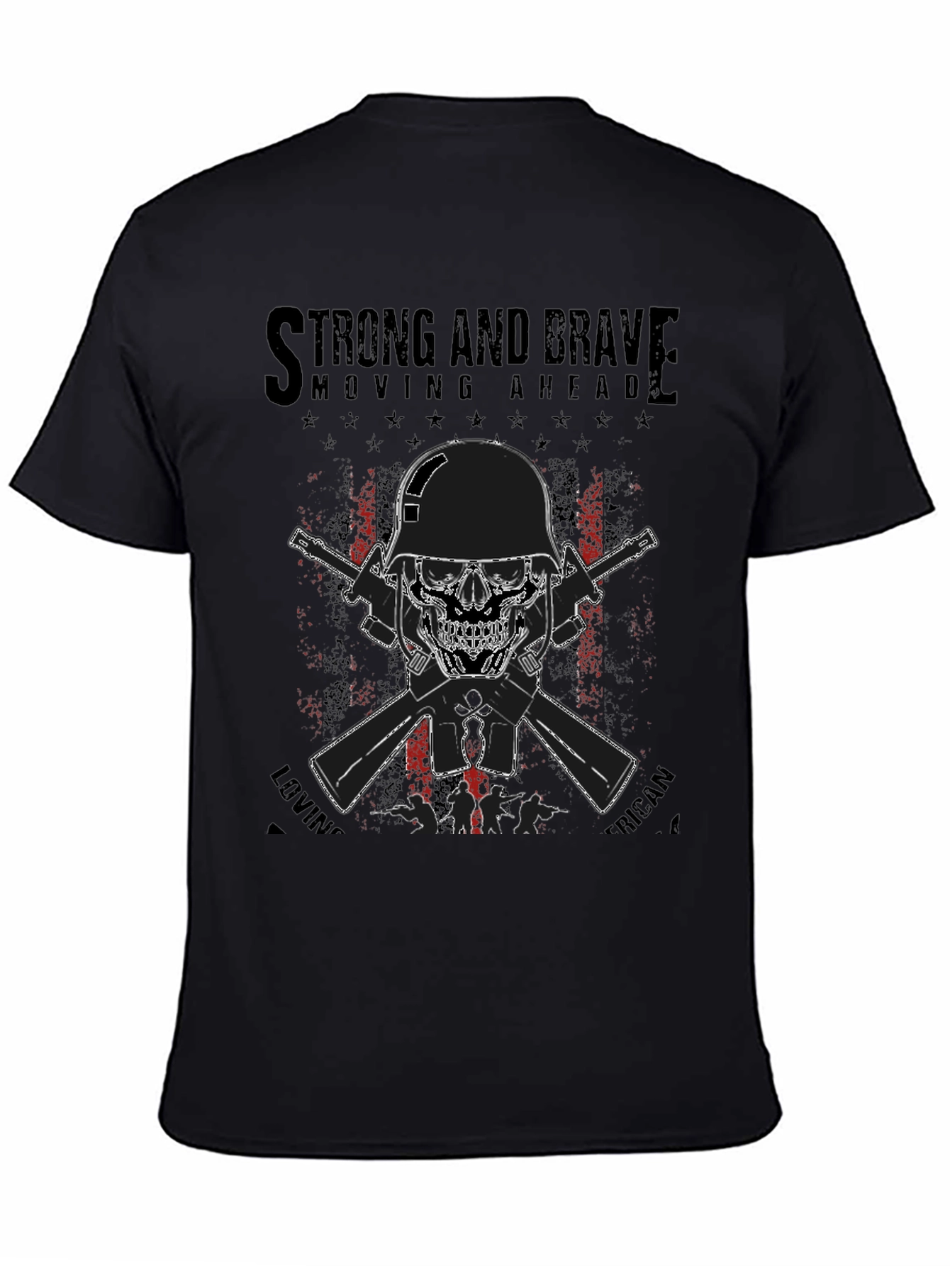 Strong & Brave Patriotic Skull T-Shirt