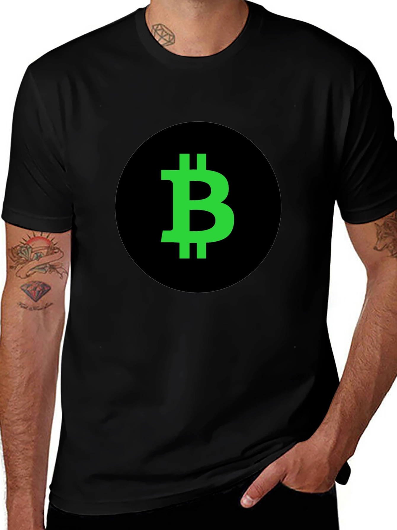 Bitcoin Crypto T-Shirt - Black with Green Logo