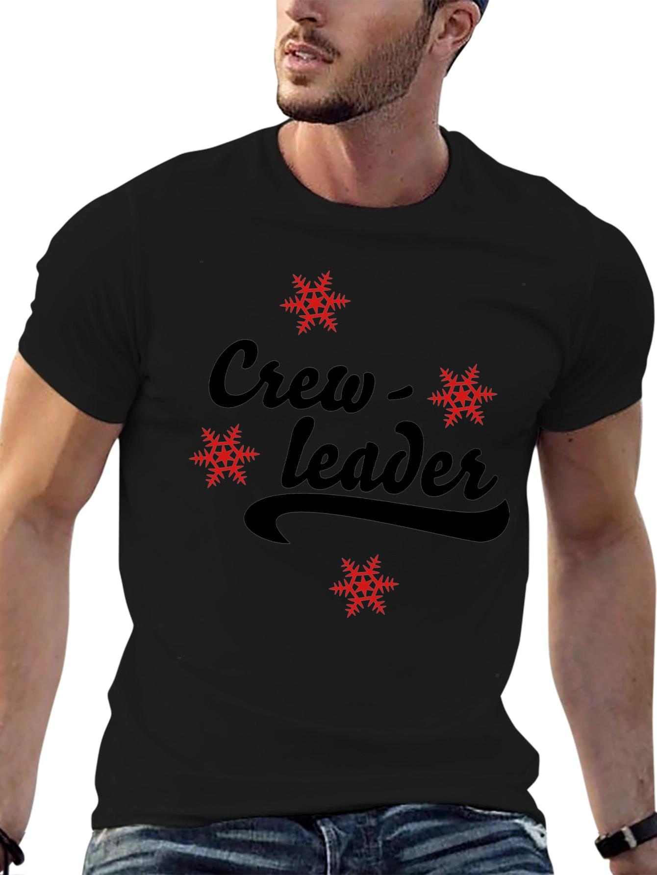 Crew Leader Snowflake Graphic Black T-Shirt