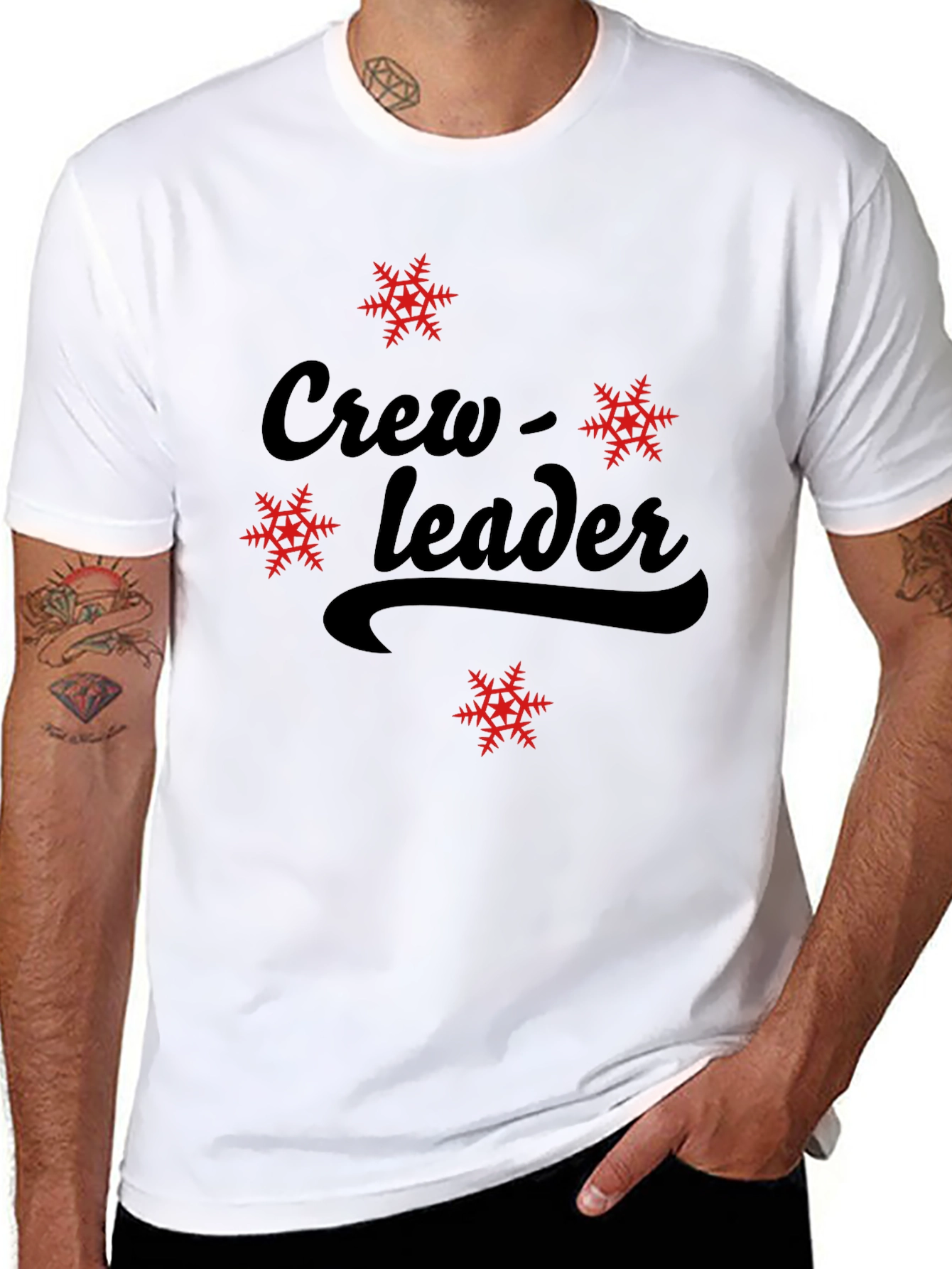 Crew Leader Snowflake Graphic Black T-Shirt