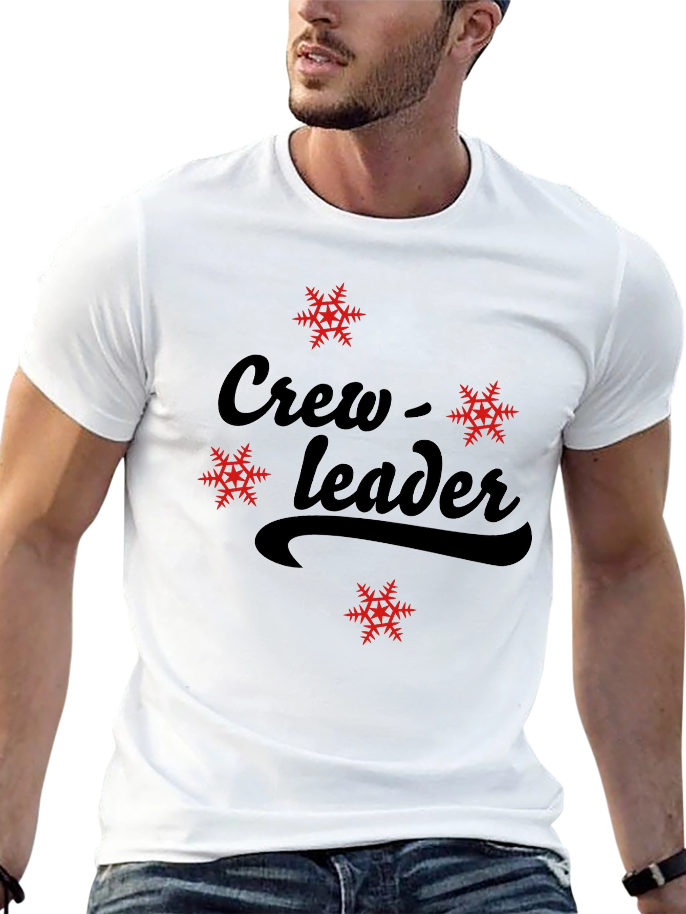 Crew Leader Snowflake Graphic Black T-Shirt