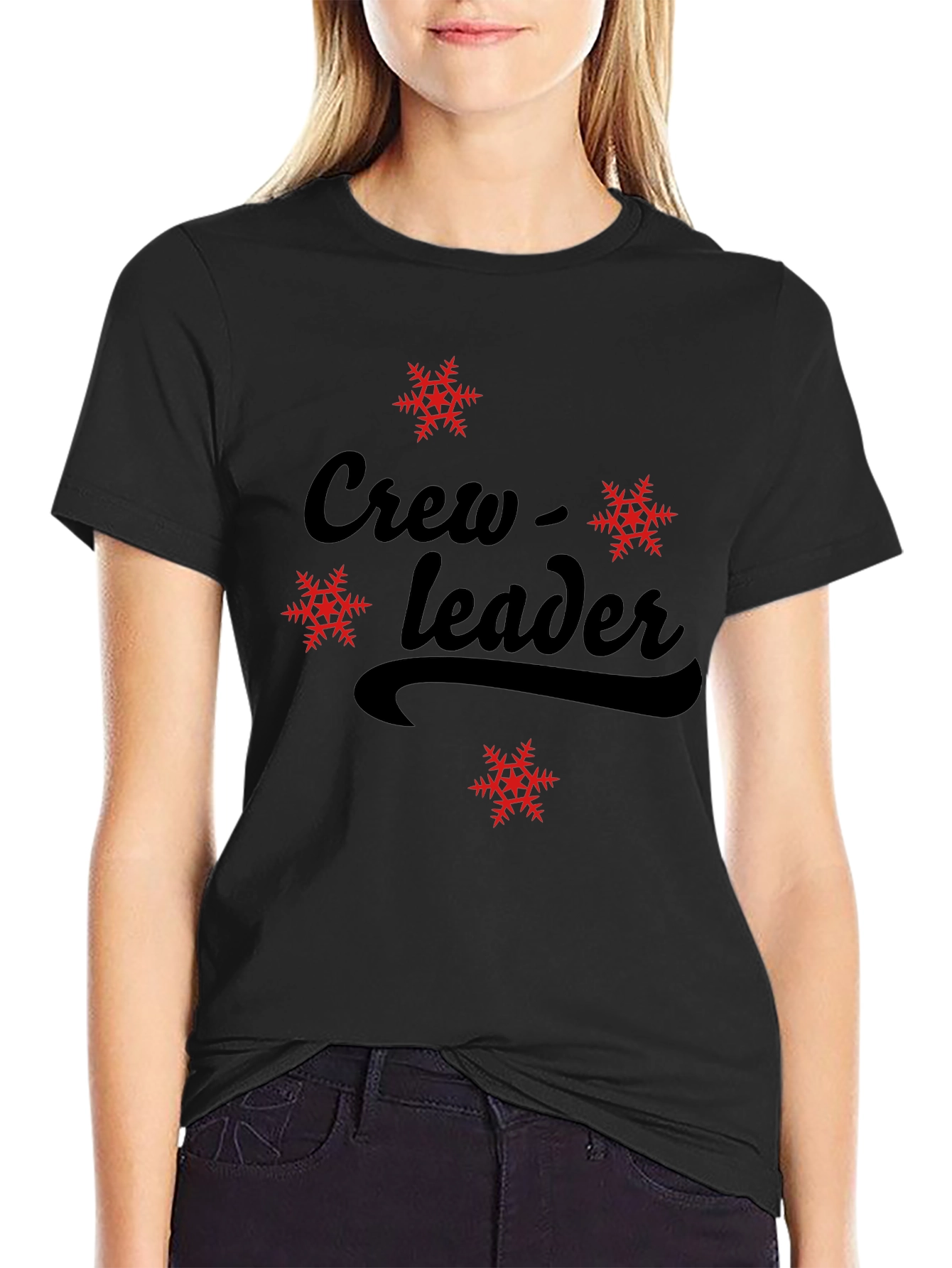 Crew Leader Snowflake Graphic Black T-Shirt