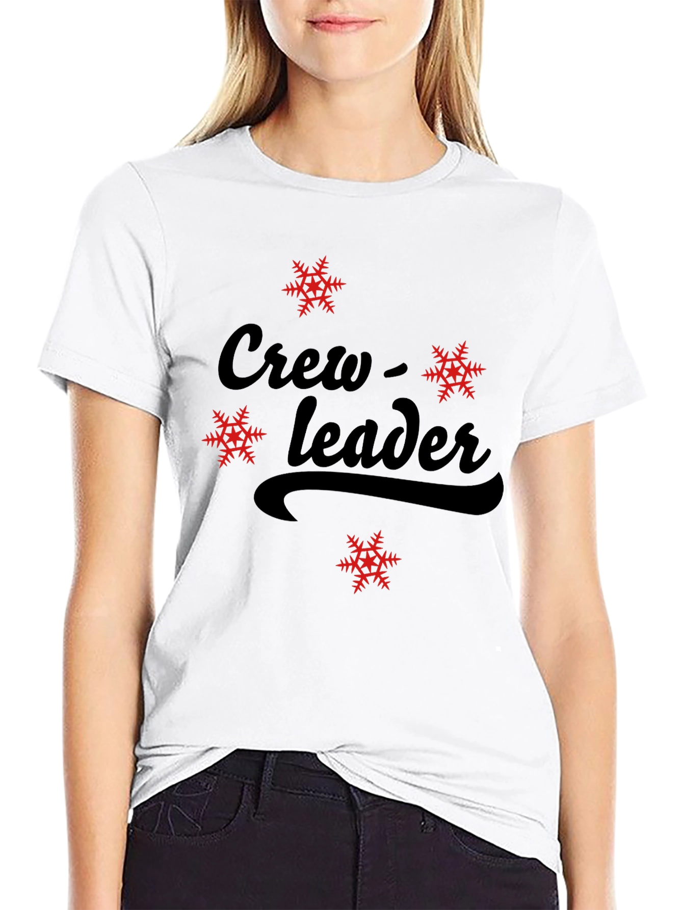 Crew Leader Snowflake Graphic Black T-Shirt