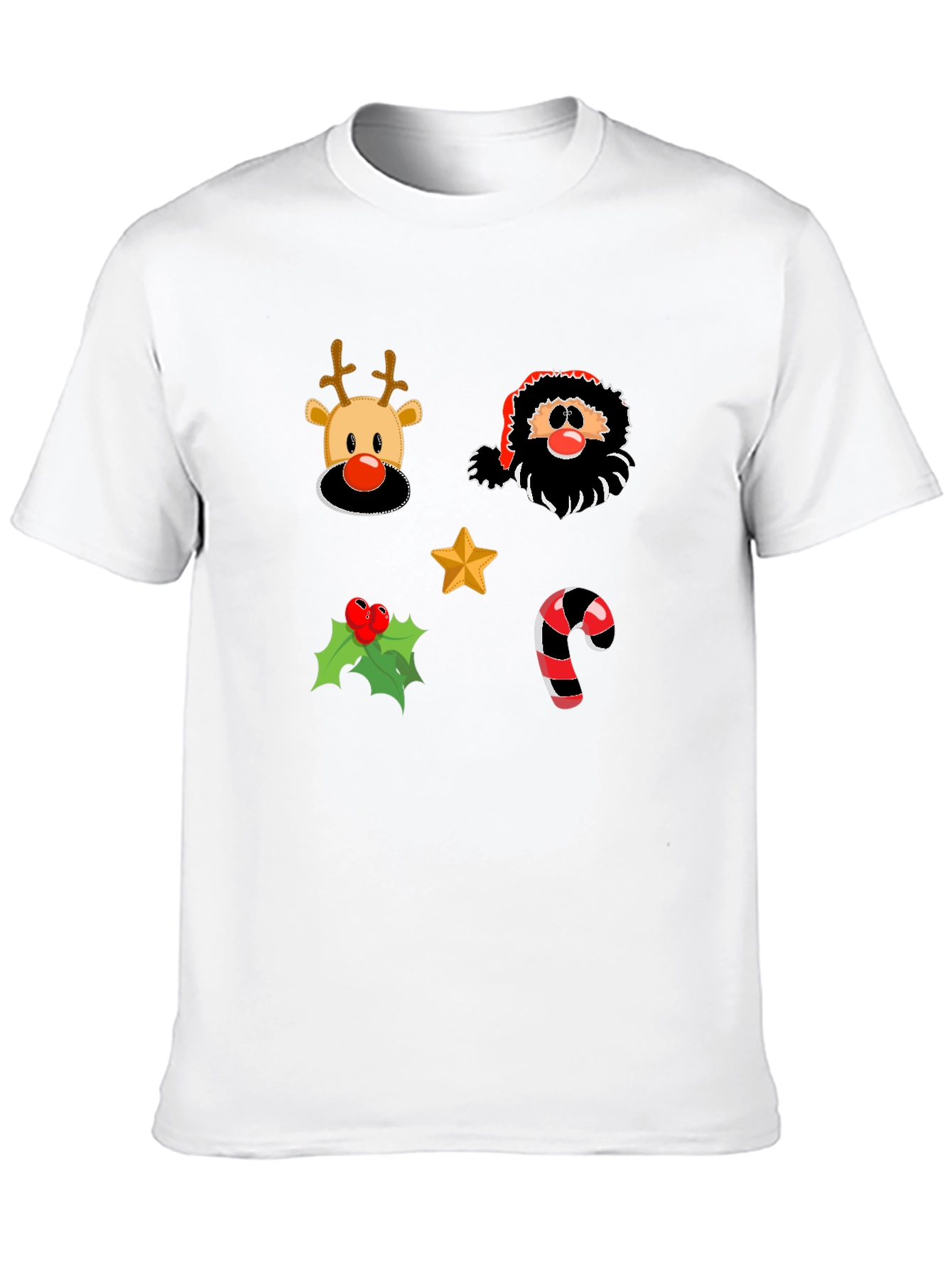 Festive Christmas Icons Black T-Shirt
