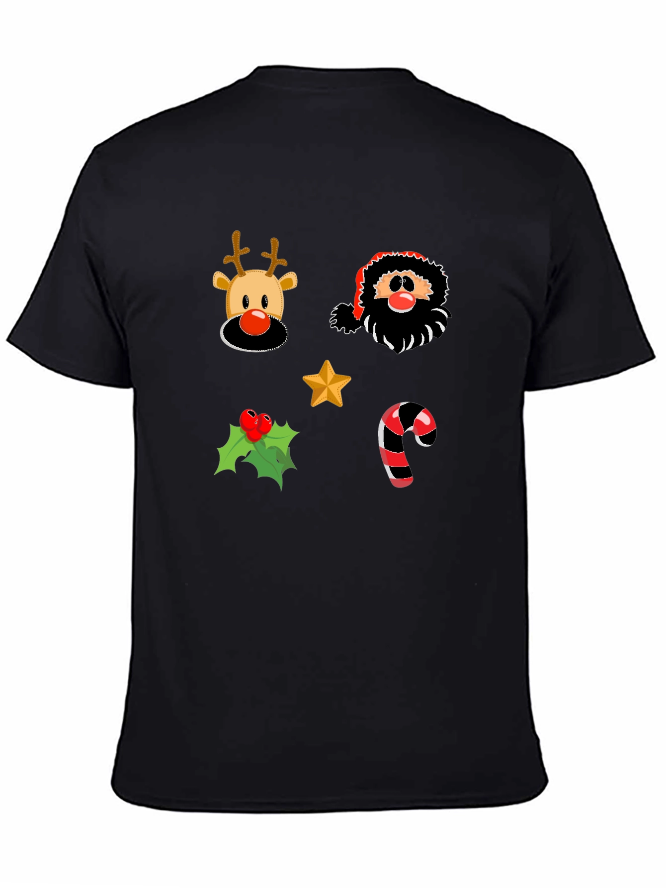 Festive Christmas Icons Black T-Shirt