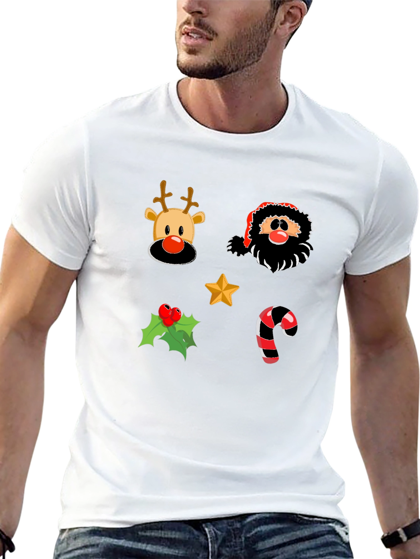 Festive Christmas Icons Black T-Shirt