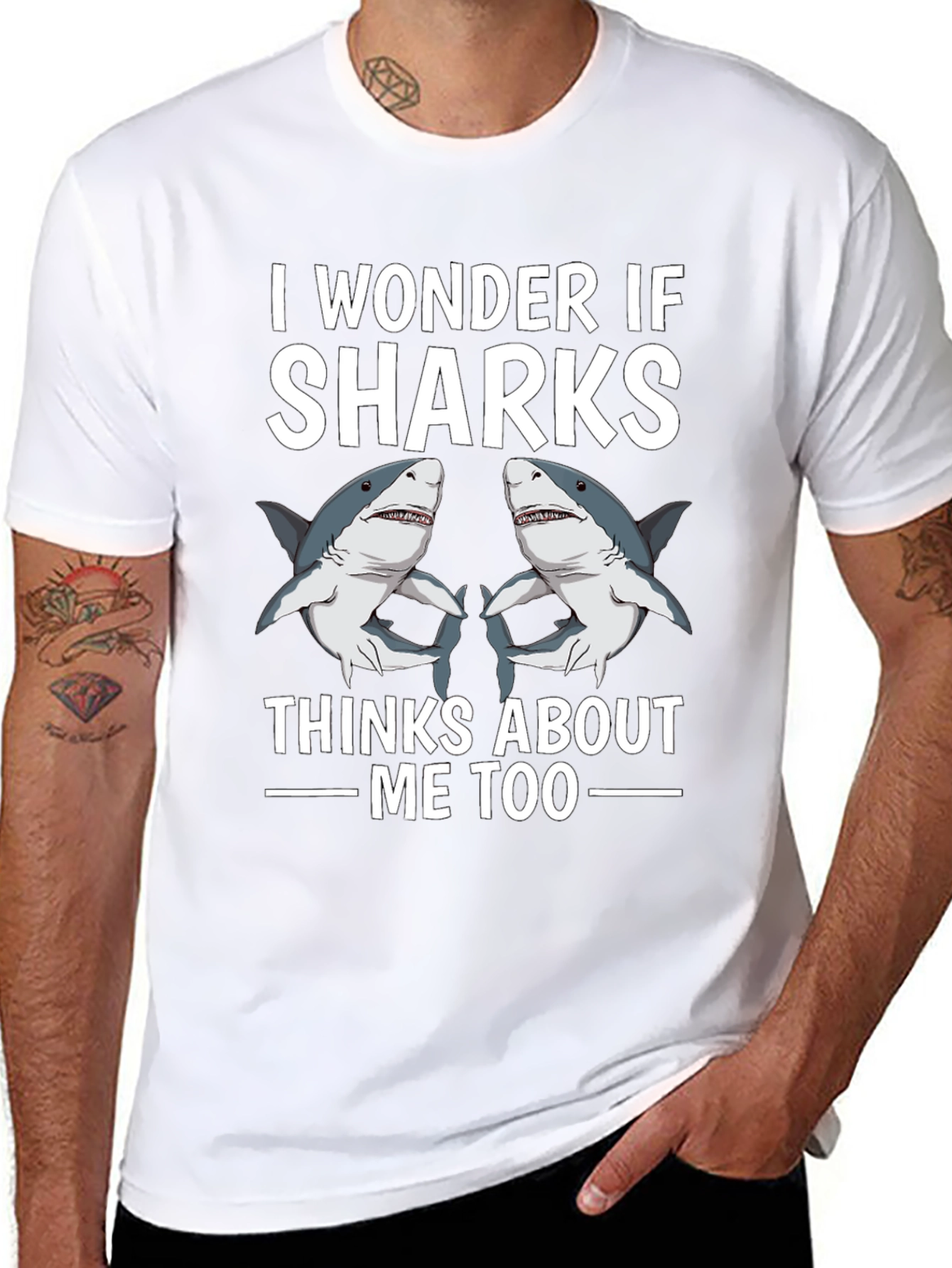 I Wonder If Sharks Think About Me Too T-Shirt