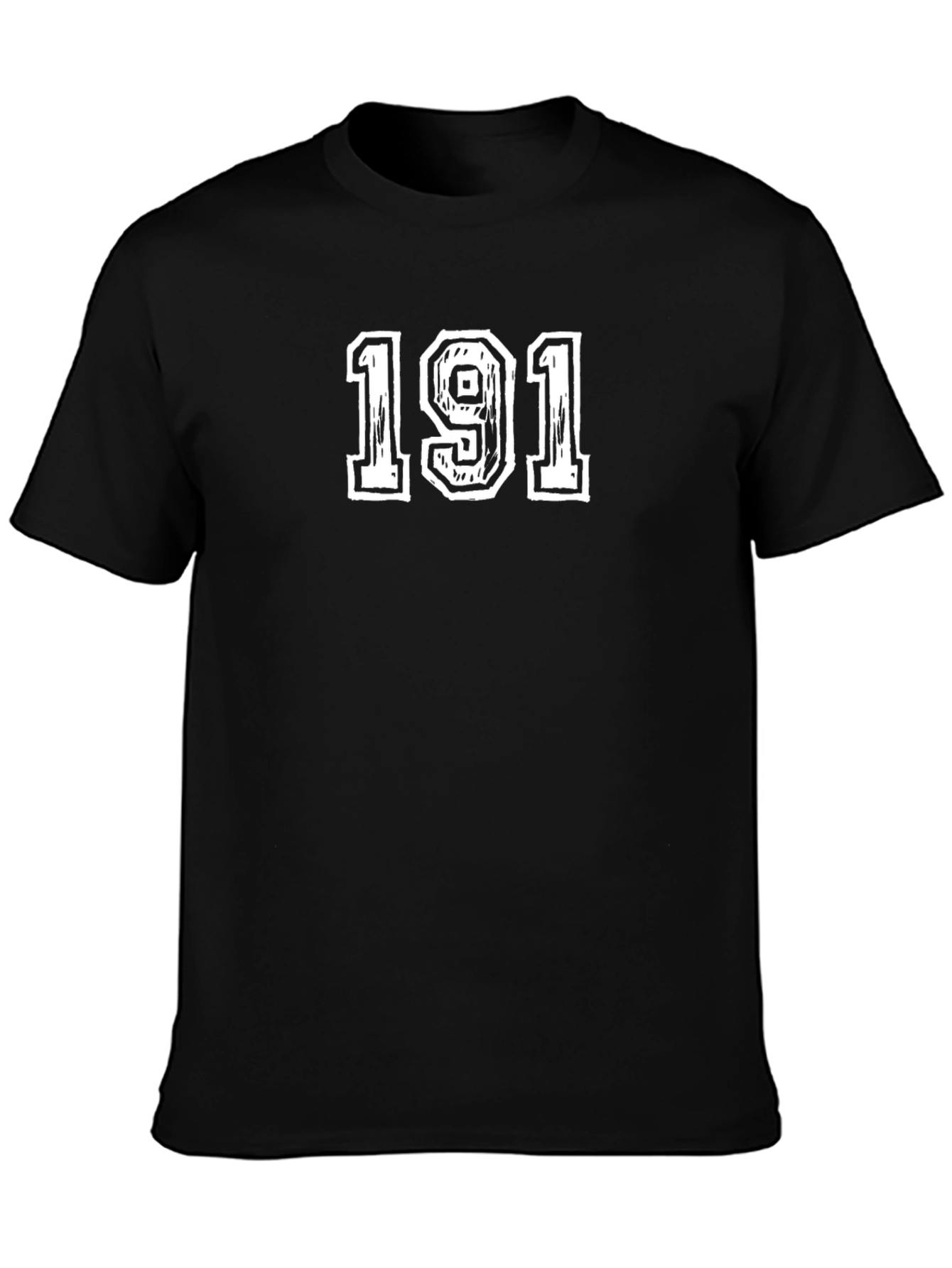 Black T-Shirt with 191 Graphic Print