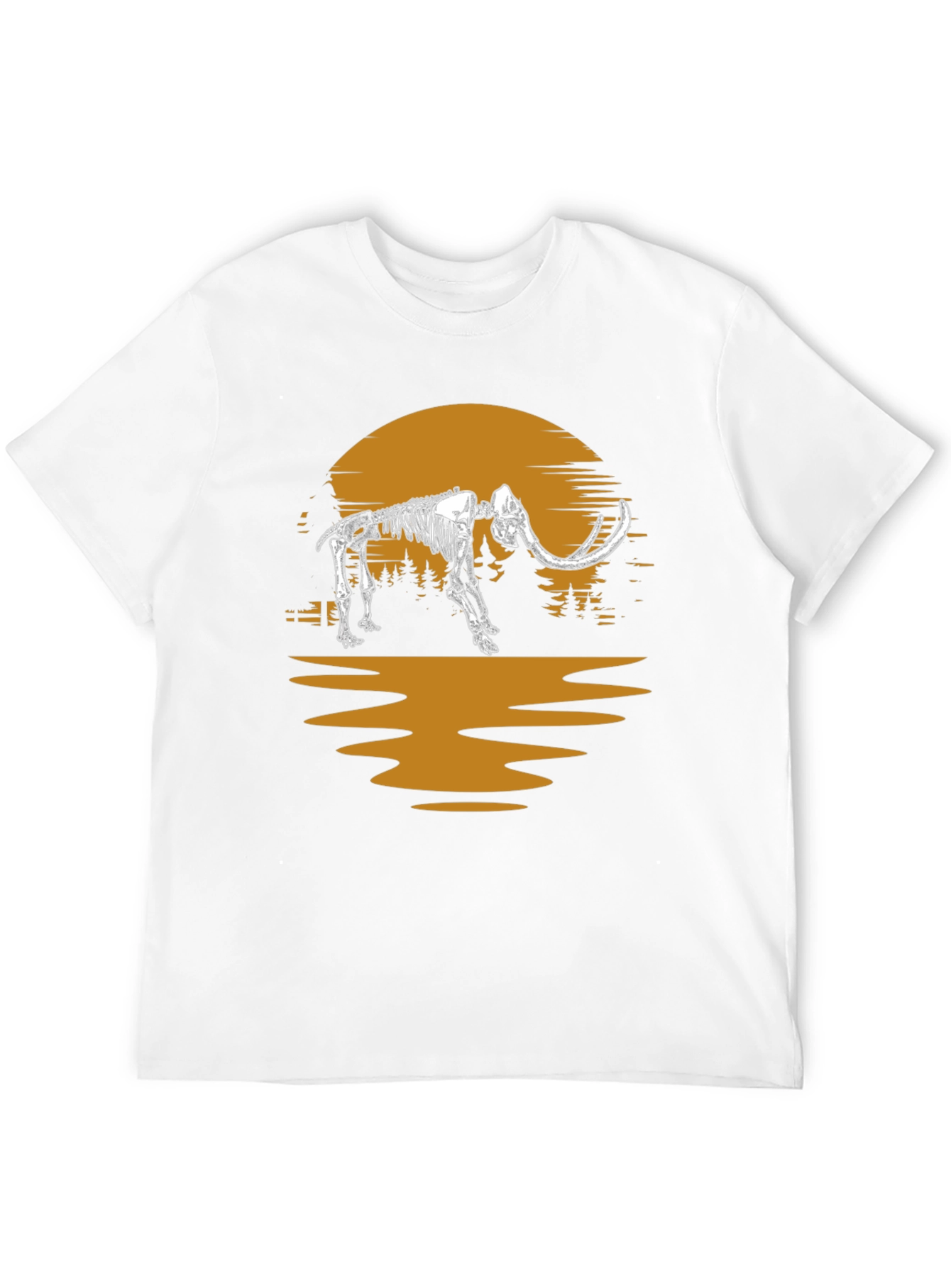Mammoth Skeleton Sunset Graphic Tee - Unique Print
