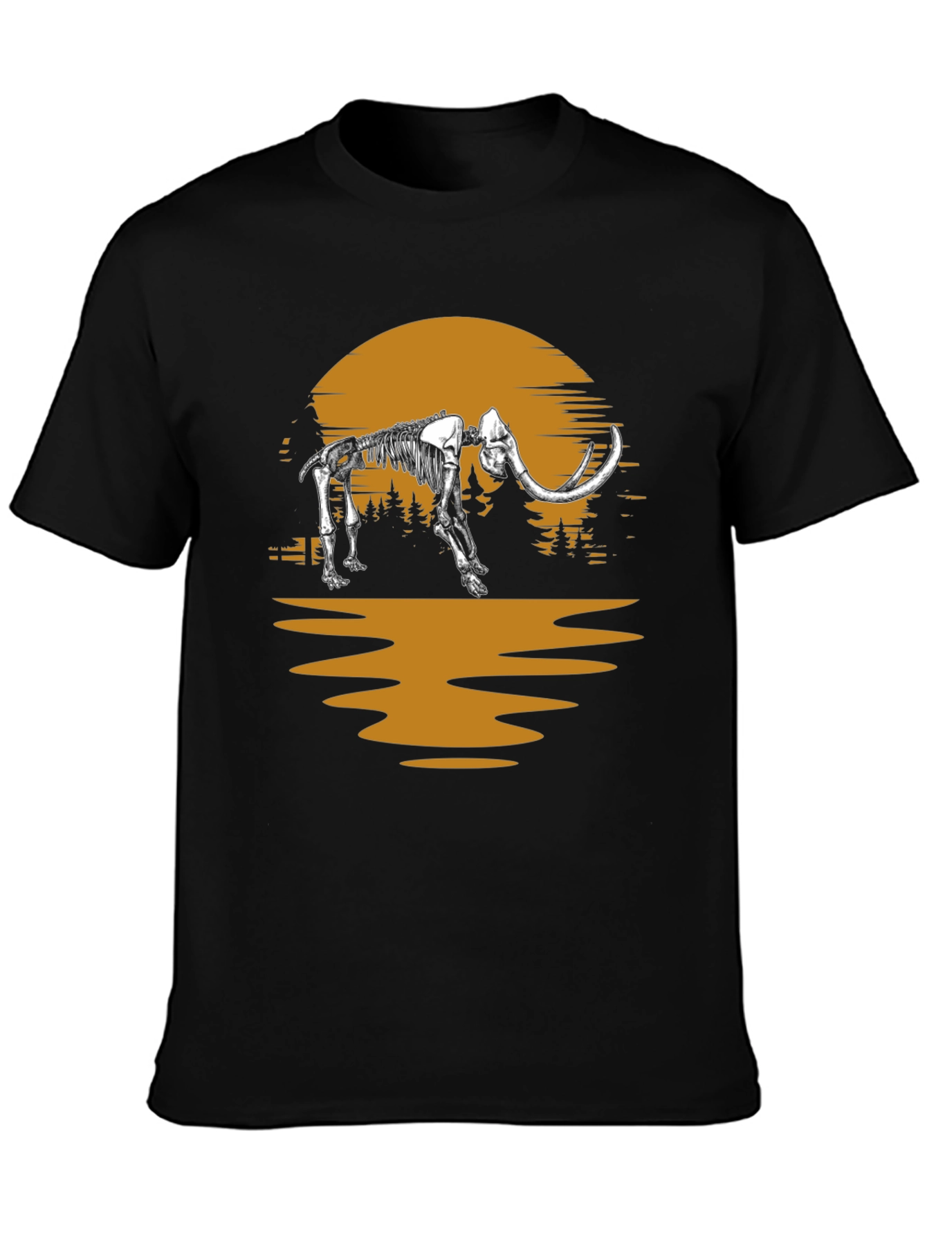 Mammoth Skeleton Sunset Graphic Tee - Unique Print