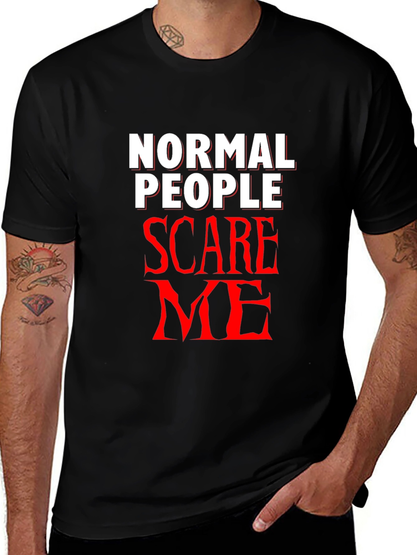 Normal People Scare Me Black T-Shirt