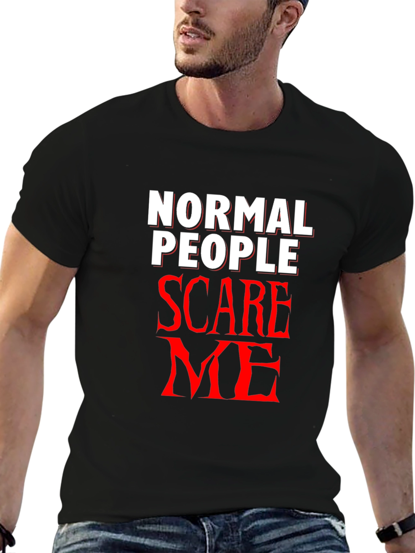 Normal People Scare Me Black T-Shirt