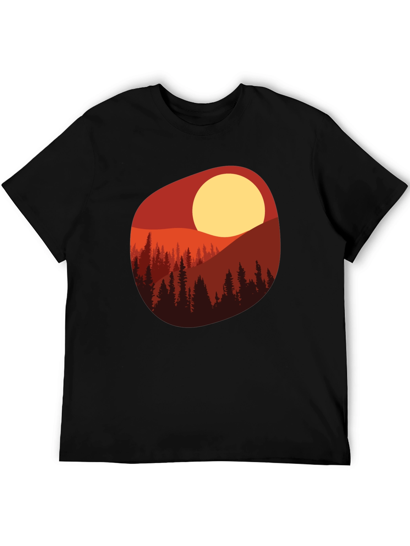 Sunset Mountain Scene Graphic Tee - Black