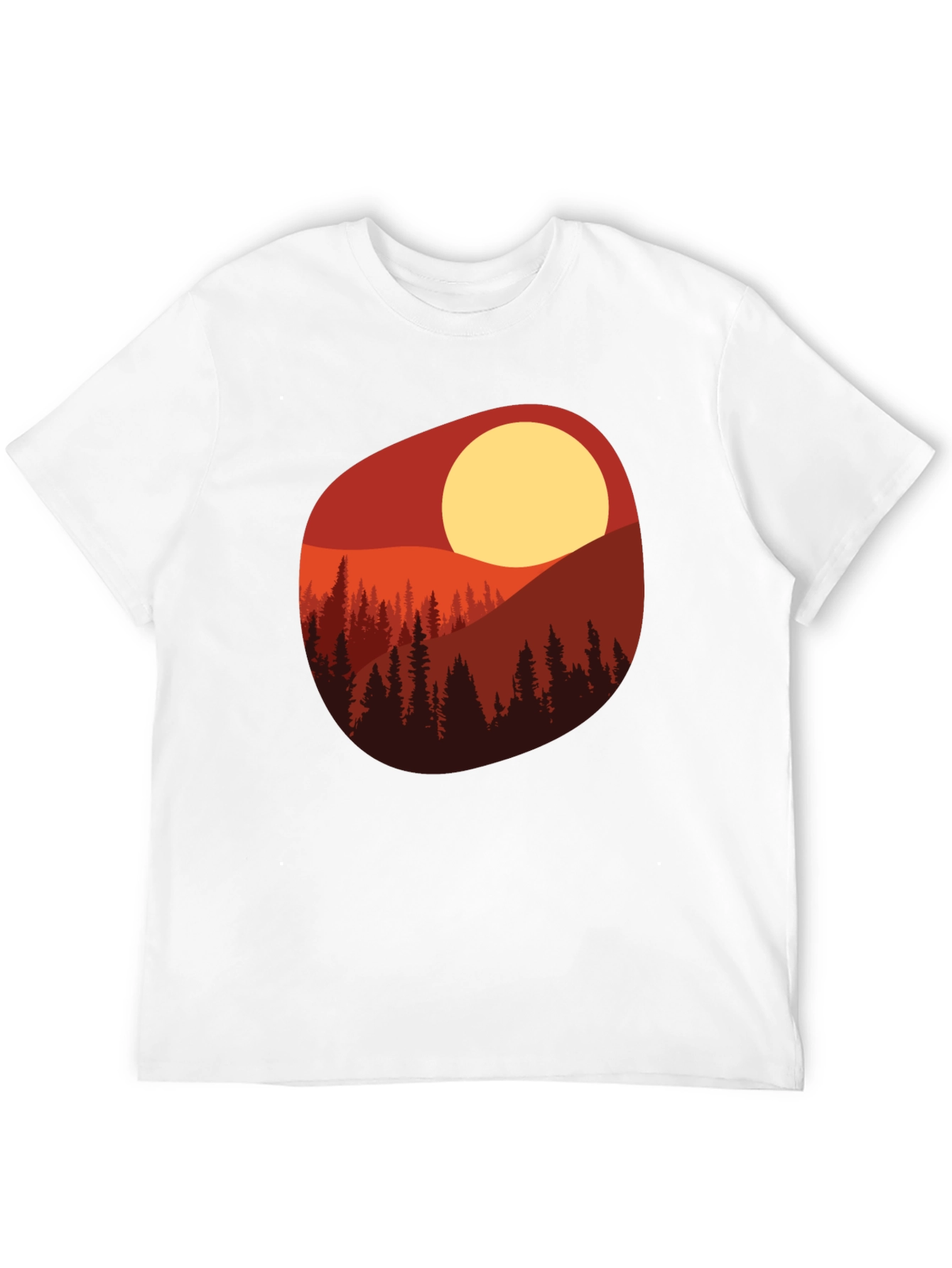 Sunset Mountain Scene Graphic Tee - Black